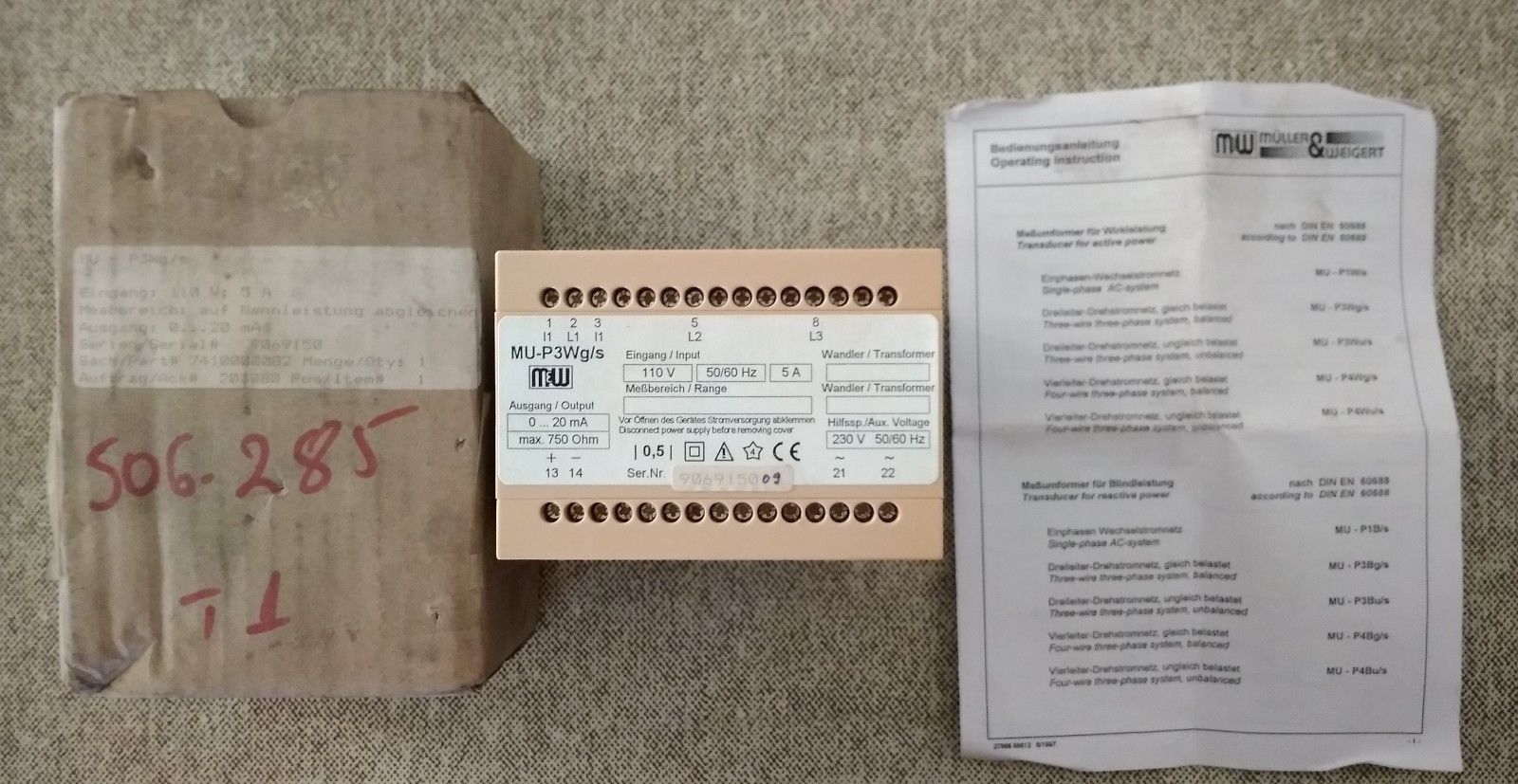 M&W - Electrical Transducers - MU-P3Wg/s / NEW