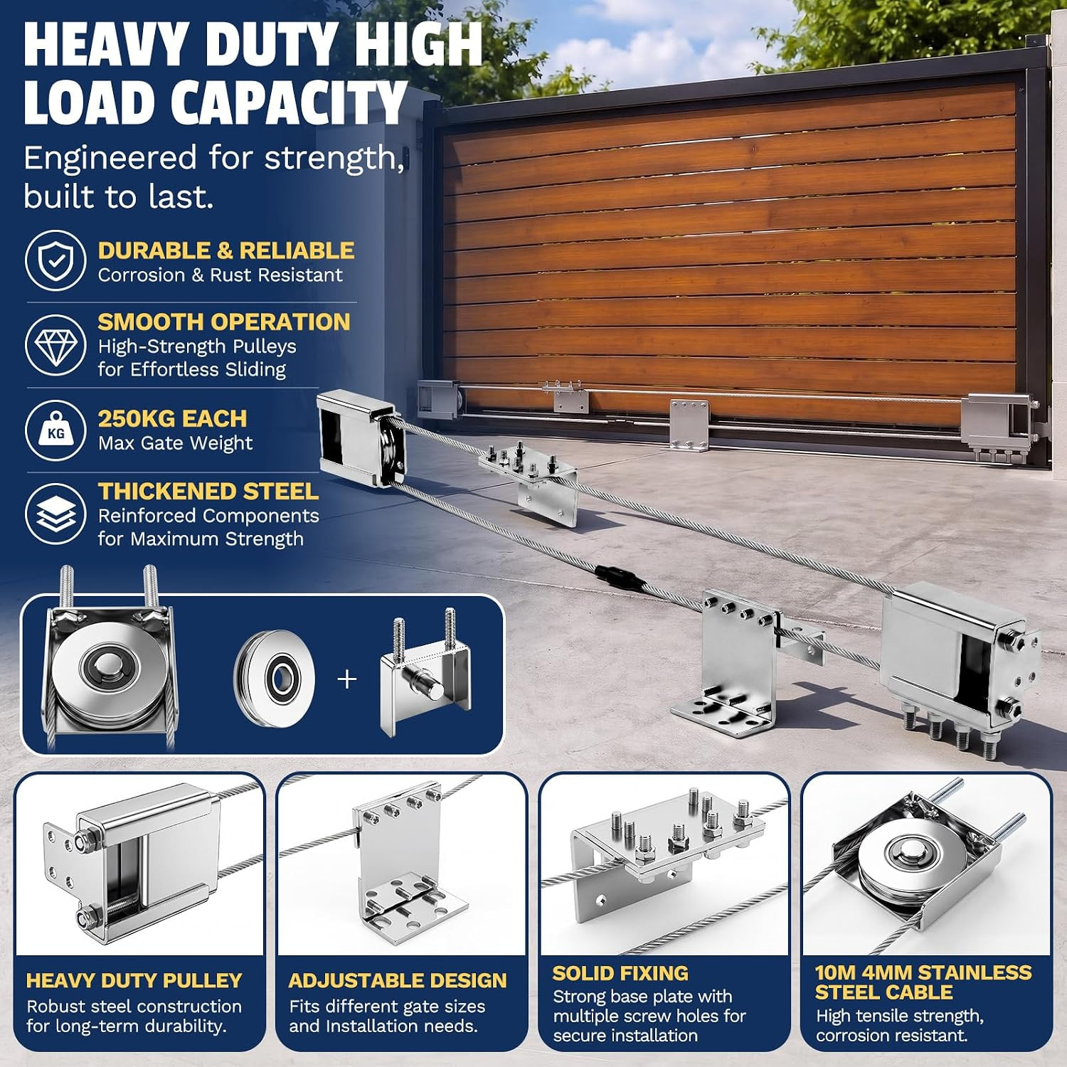 Heavy Duty Telescoping Sliding Gate Hardware Kit Saving Driveway Gate System wit