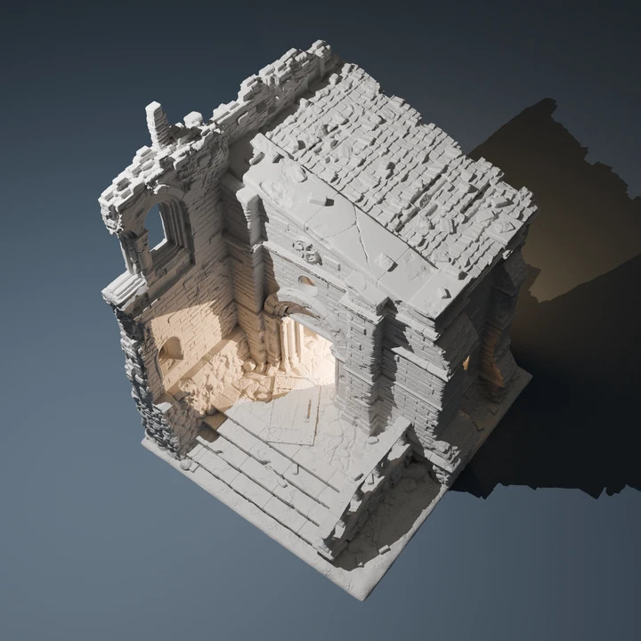 Romanesque Temple Side Chapel 1 | Wargame Terrain | 1 Multi-Piece | FDM printed