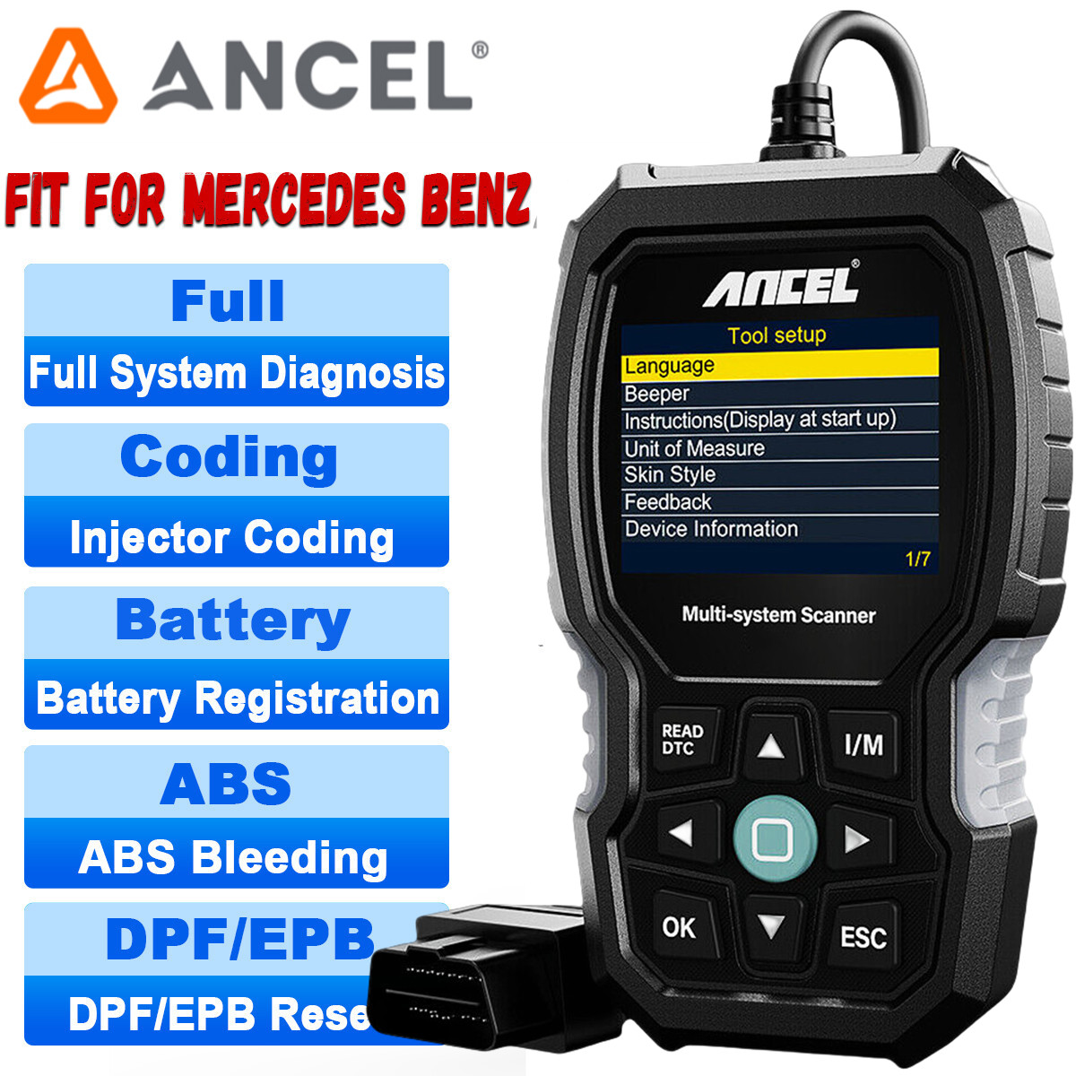 ANCEL OBD2 Scanner BZ700 Full System Fit for Mercedes Benz Car Diagnostic Tool