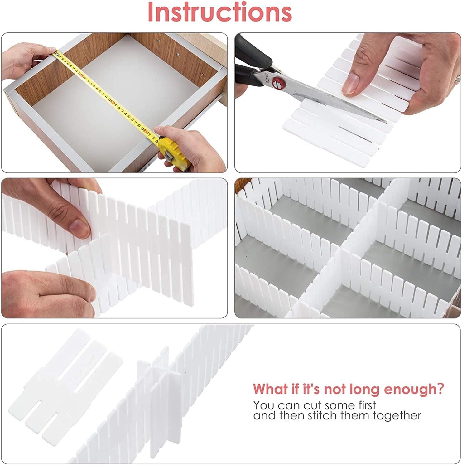 8Pcs Adjustable Drawer Dividers – Effortless Organization for Home & Office