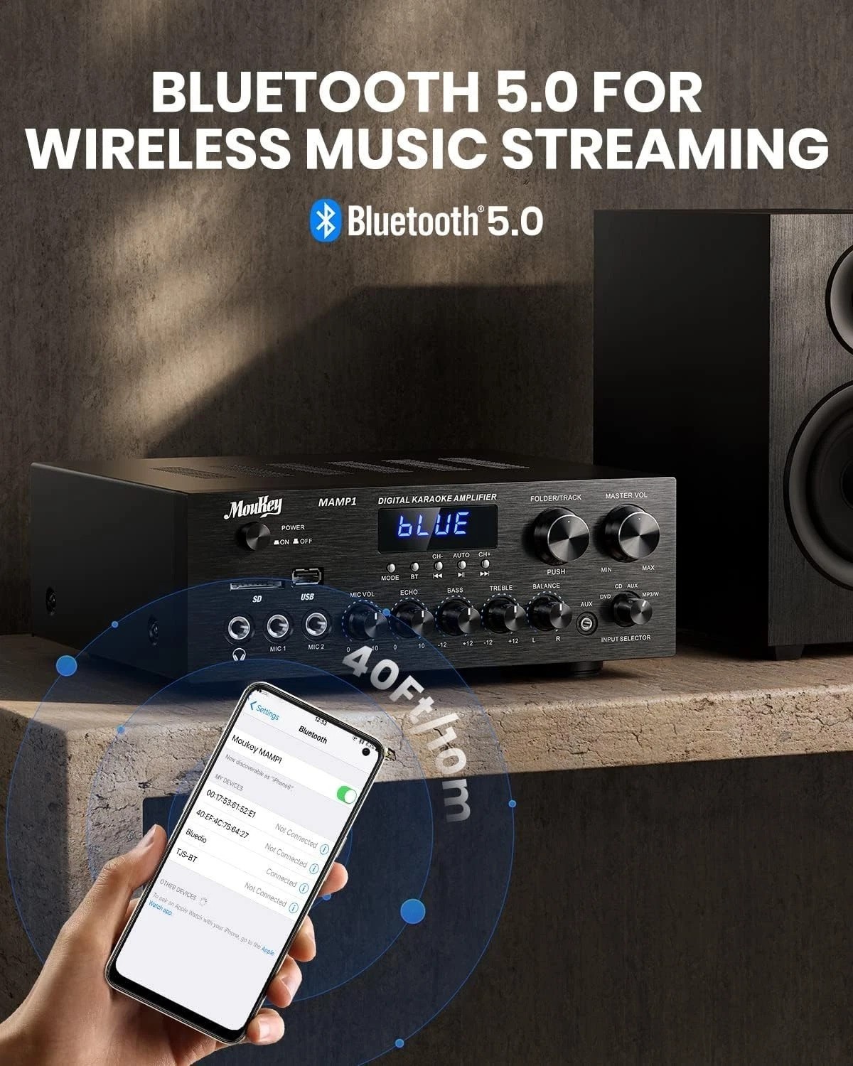 Bluetooth Stereo Receiver with EQ Controls