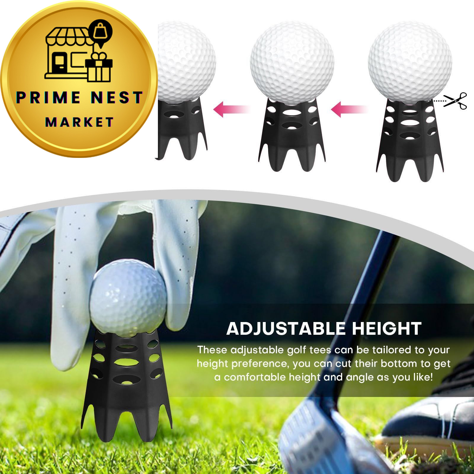 Rolitwils Golf Simulator tees, 24Pcs Plastic Mat Tees for Home, Black