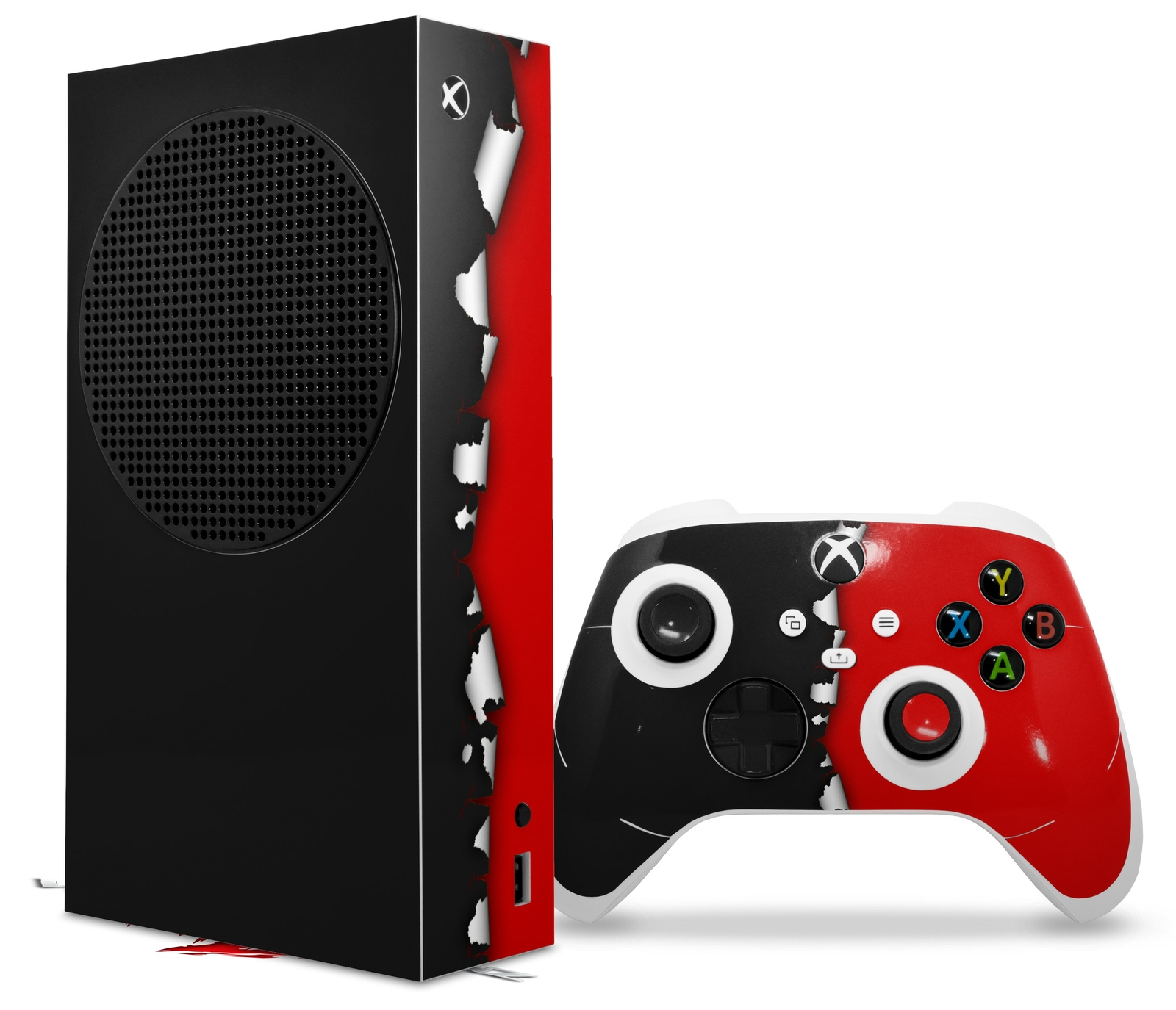 Skins XBOX Series S Console Controller Ripped Colors Black Red