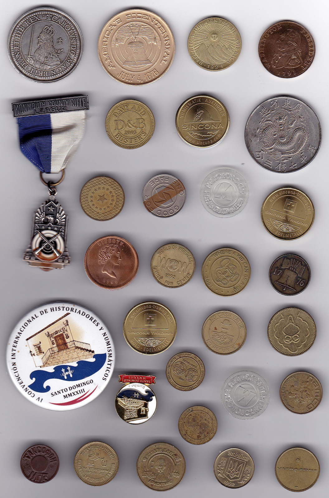 Set of 30 Jetons, Tokens,  Medals, Badges, Pins
