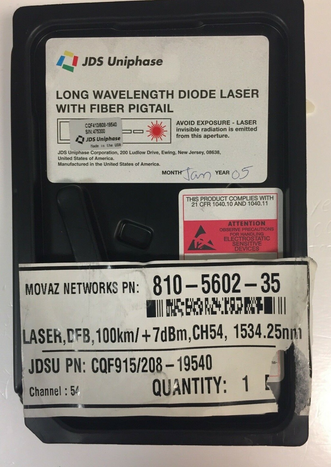 CQF413/608-19540 JDS Uniphase Long wavelength diode laser with fiber pigtail