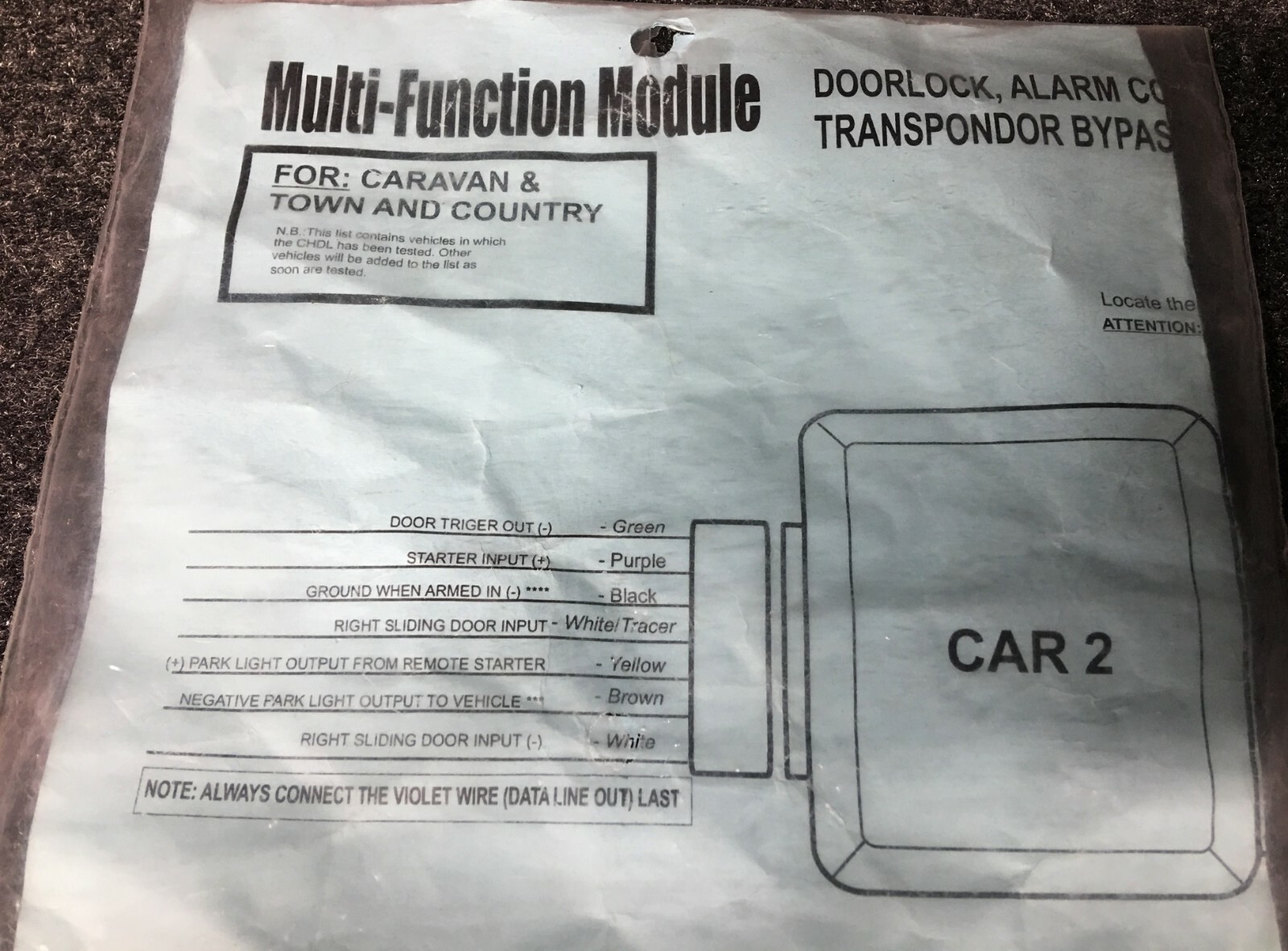 AST CAR2 MULTI FUNCTION MODULE DOORLOCK, ALARM CONTROL AND TRANSPONDER BYPASS