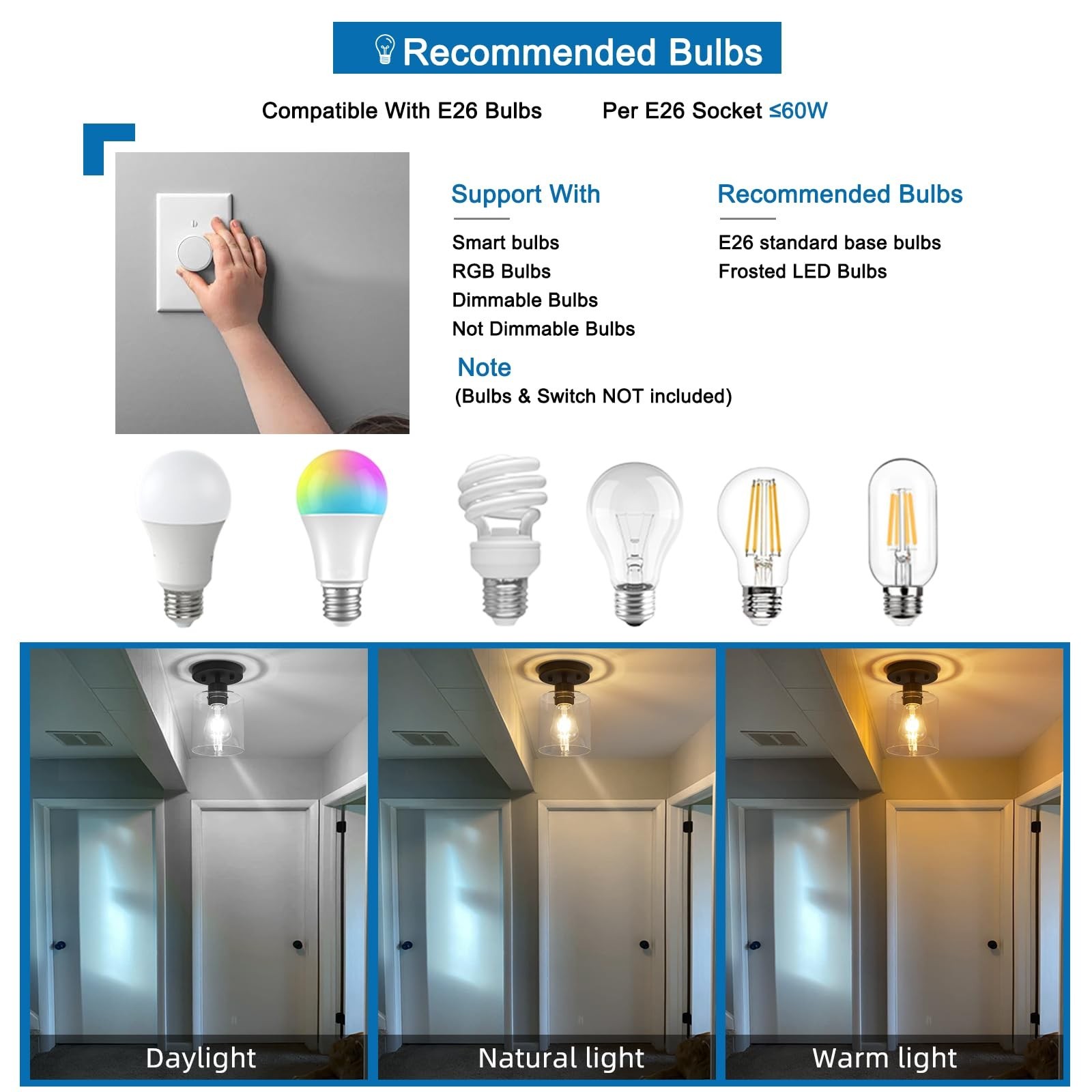 Black Semi Flush Mount Ceiling Light, 1-Light Ceiling Light Fixtures, Farmhou...