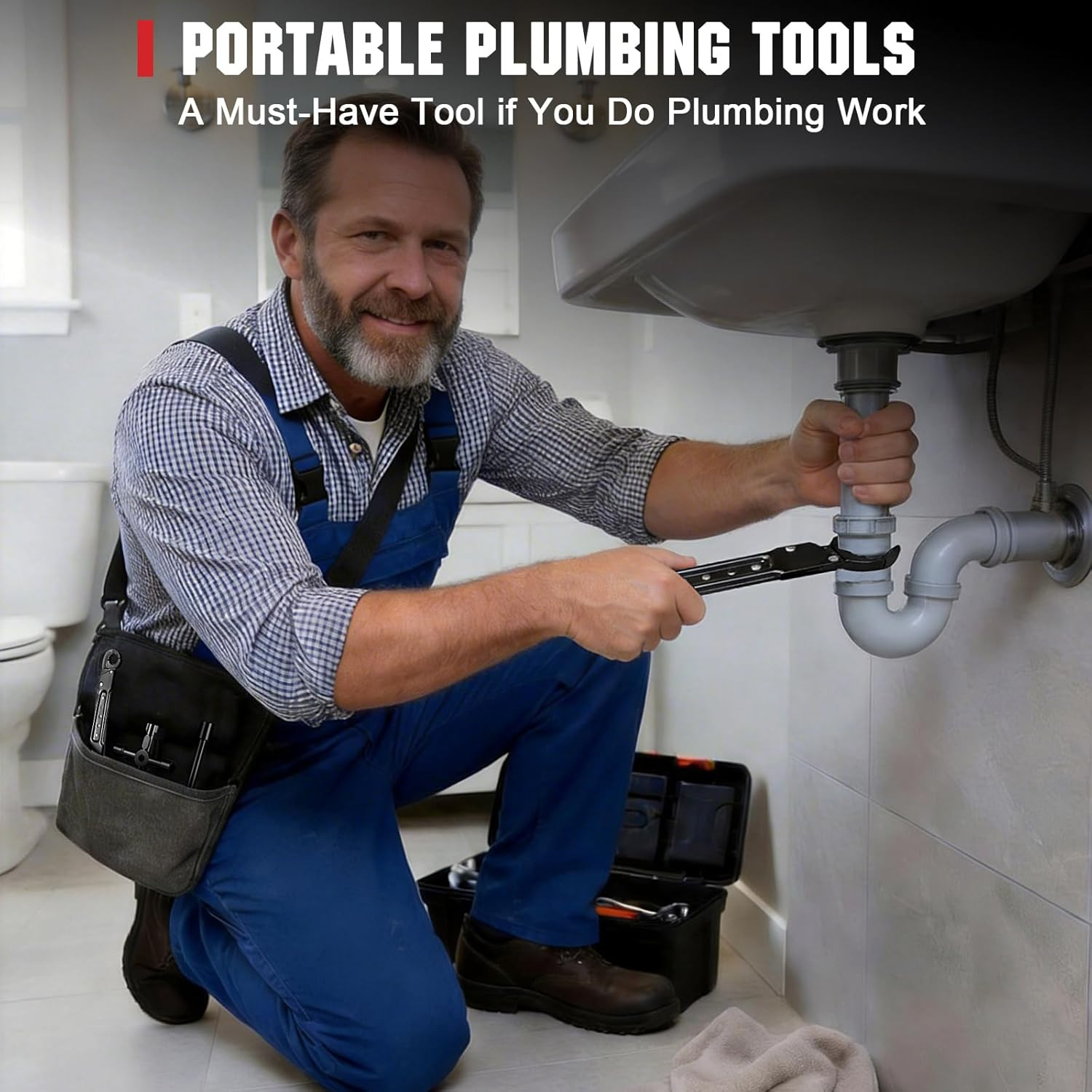 Plumbing Tools Angle Stop Wrench Kit, 3 PCS Plumbers Tool Set with Compression S