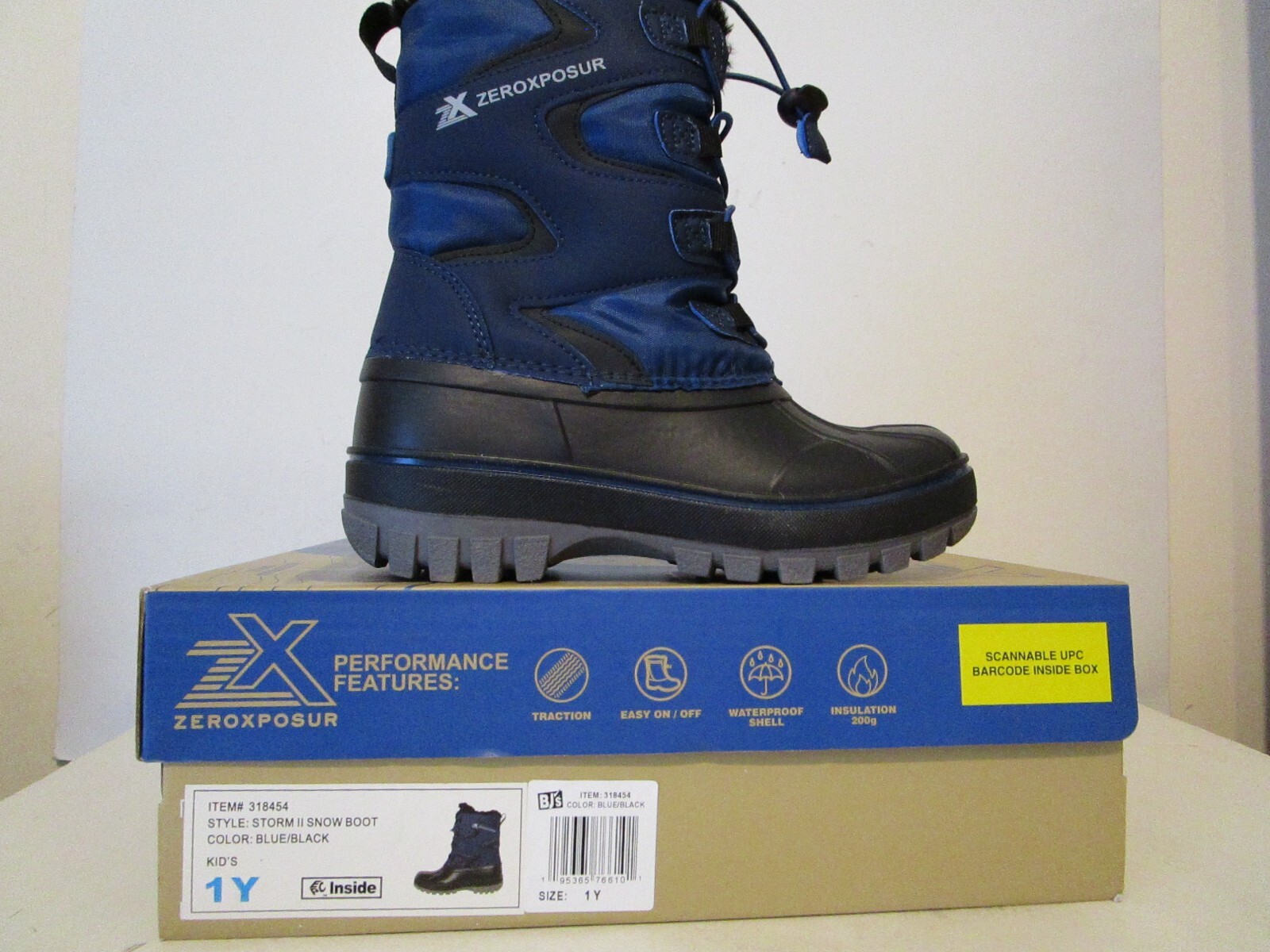 Zeroxposur Kids Storm ll Insulated Waterproof Winter Snow Boot Blue/Black Sz 1Y