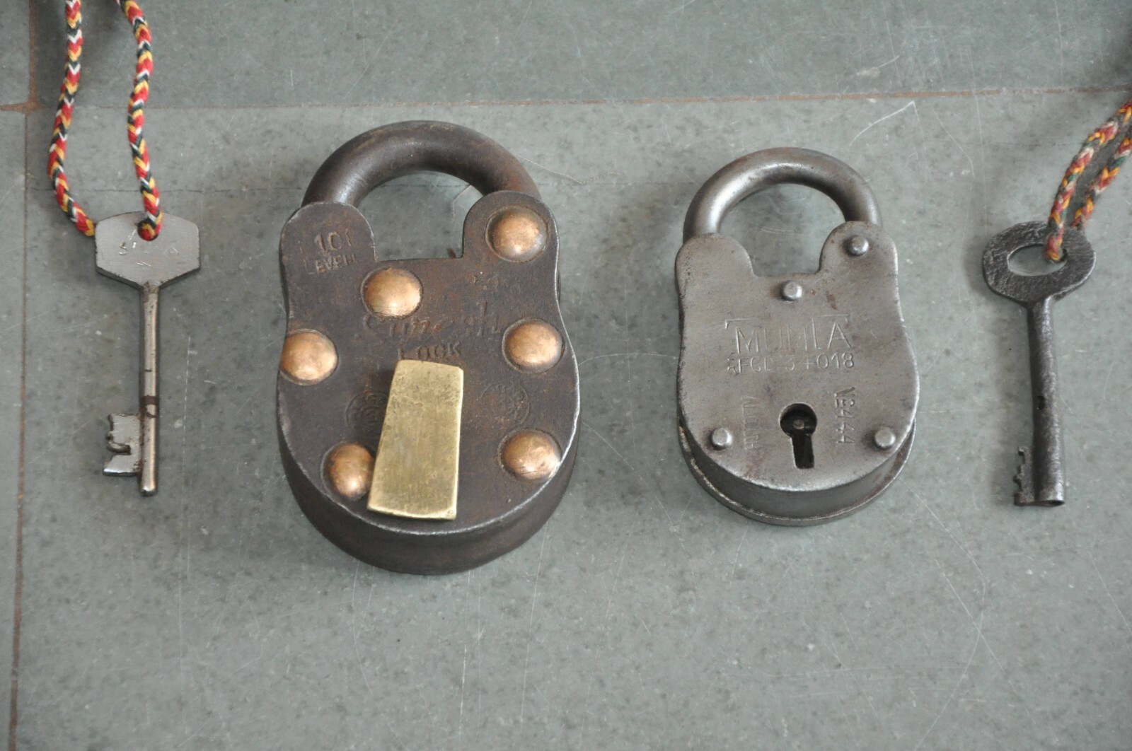 2 Pc  Vintage Iron Unique Different Shape Handcrafted Padlocks