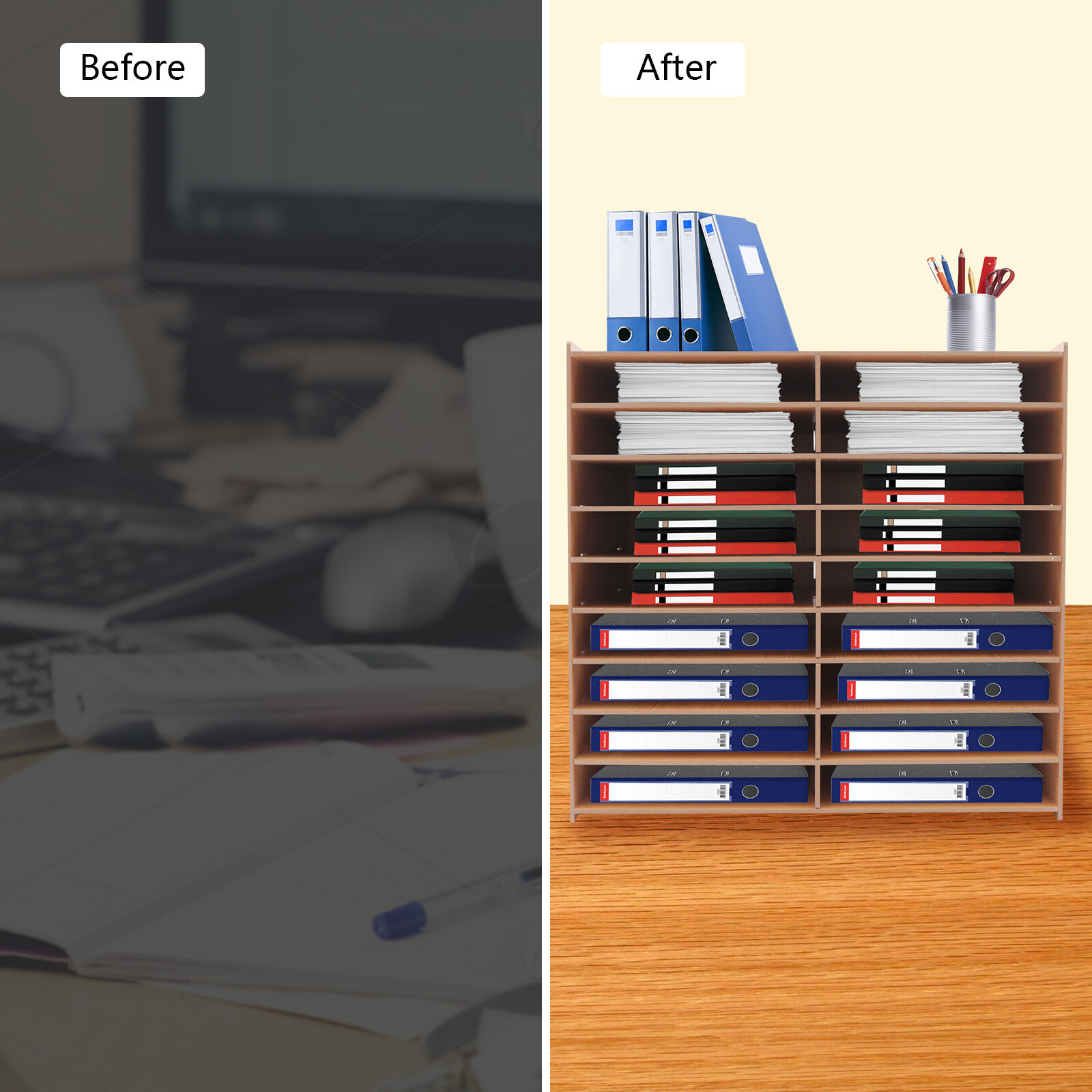 Elegant Multi-Tier Document Organizer with Customizable Design for Office Use