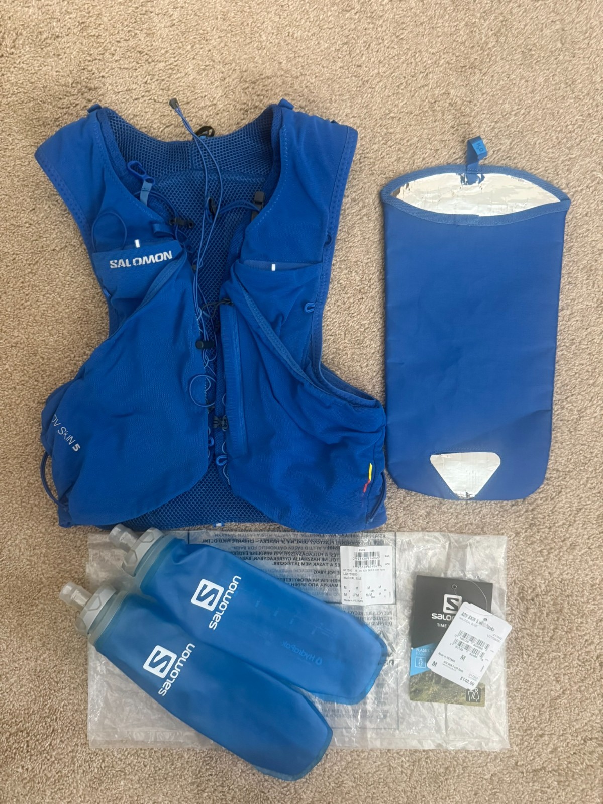 Salomon ADV Skin 5 Set Hydration Running Vest Nautical Blue Size Med LC1759200