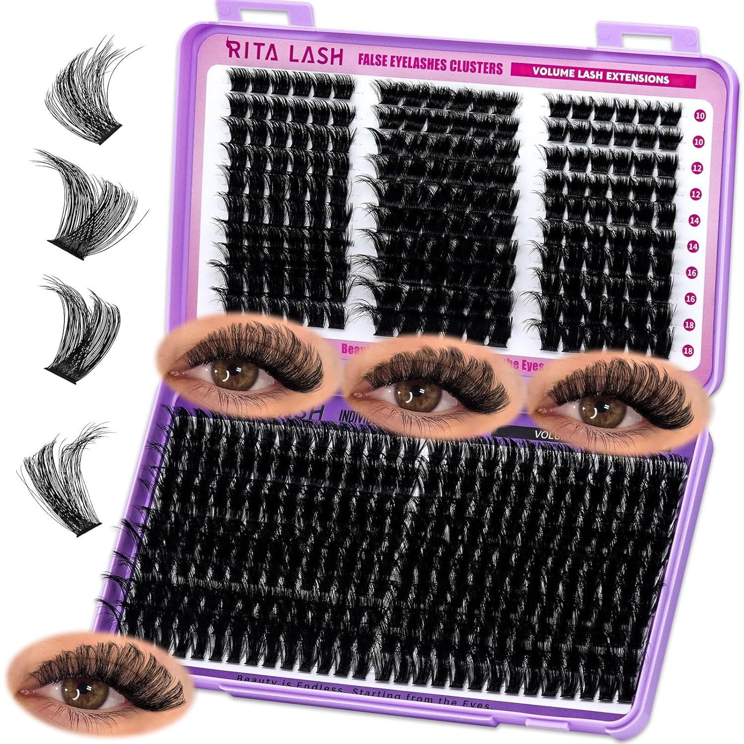 Cluster Lashes 460PCS 4 Style Lash Clusters Eyelash Extensions False Eyelashes D