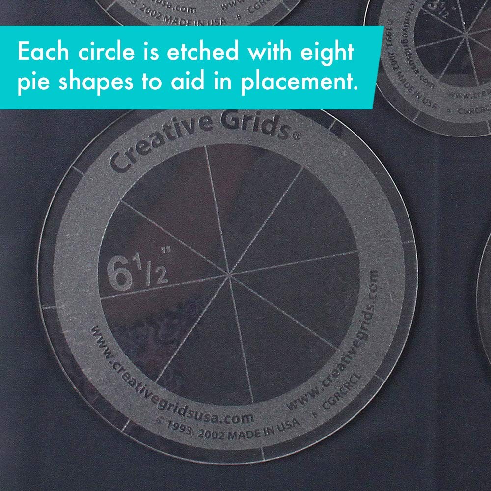 Creative Grids Quilt Ruler Circles Set - 5 Discs with Grips (CGRCRCL)