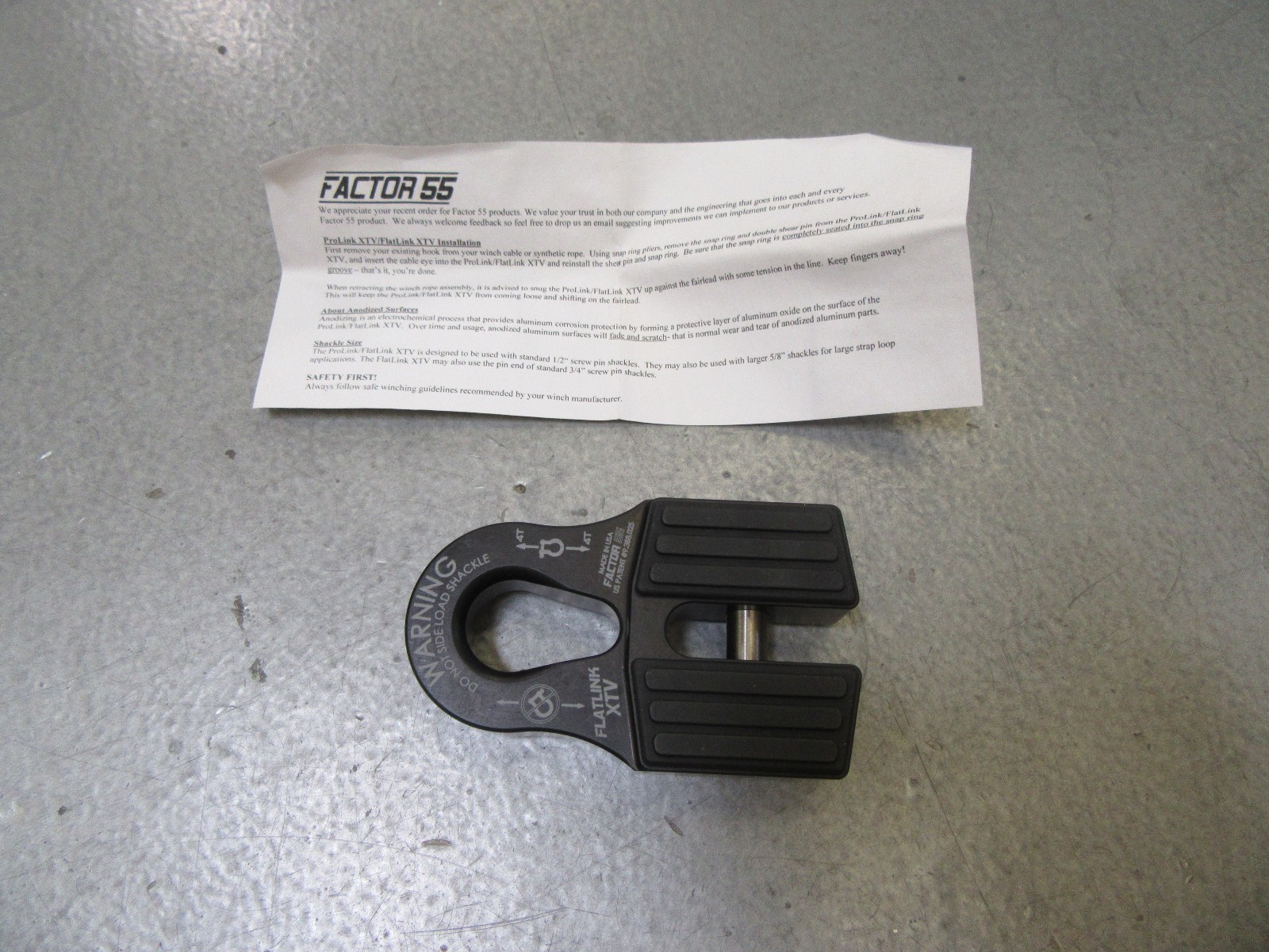 Factor 55 00070-04 Flatlink XTV Winch Shackle Mount - Black - Small/for UTV/ATV