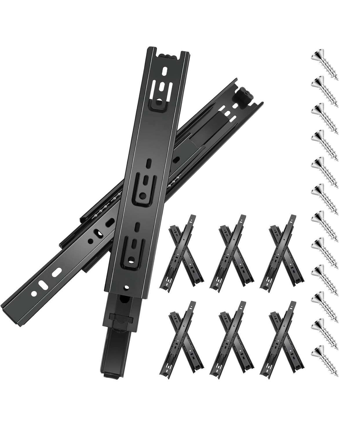 12 inch Drawer Slides 6 Pairs (12pcs) Full Extension Ball Bearing Drawer Rails
