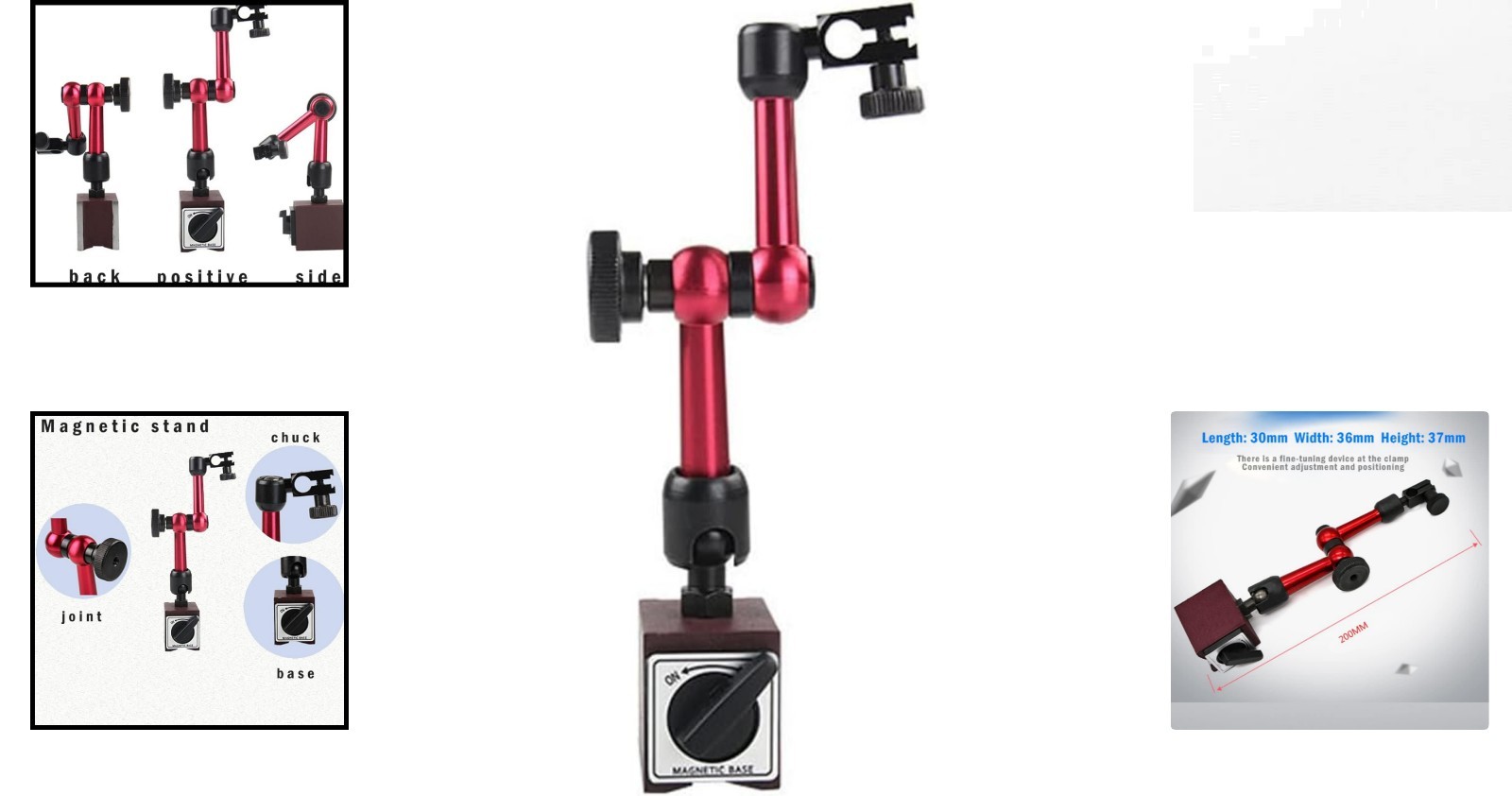 Red Adjustable Magnetic Base Holder for Dial Indicator - Precision & Stability