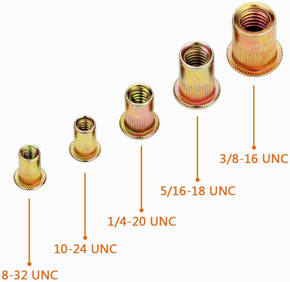 Rivet Nut, 50 Pieces 5/16-18UNC Carbon Steel Flat Head Rivnut Threaded Insert N