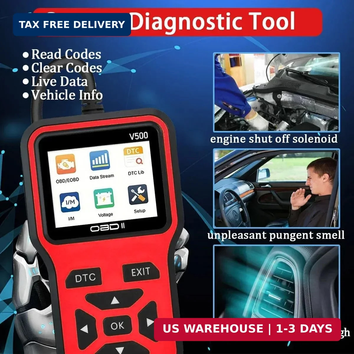 V500 OBD2 Scanner Diagnostic Tool, Professional Code Reader with Live Data Strea