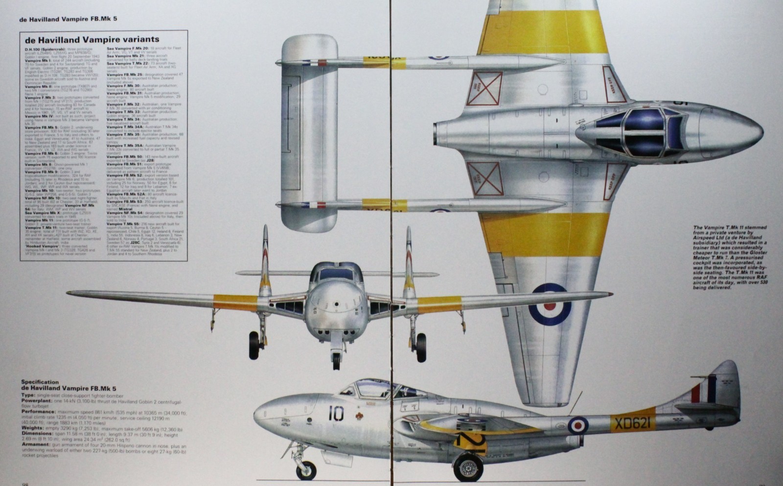 Vampire De Havilland Plane Picture Article Vtg Wall Art Aircraft Sheet Display
