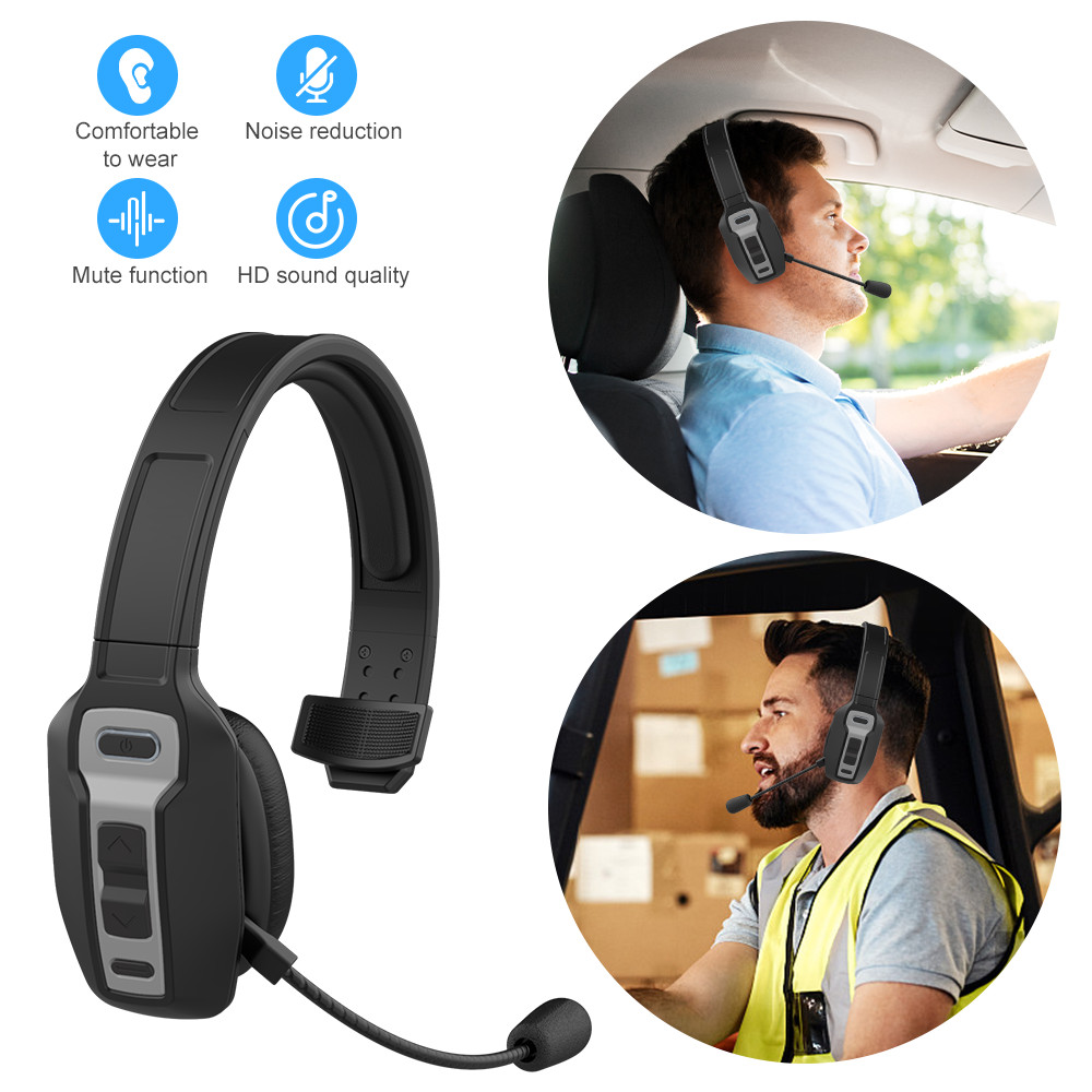 Trucker Wireless Bluetooth Headset with Mic Mute Key Noise Cancelling Headset