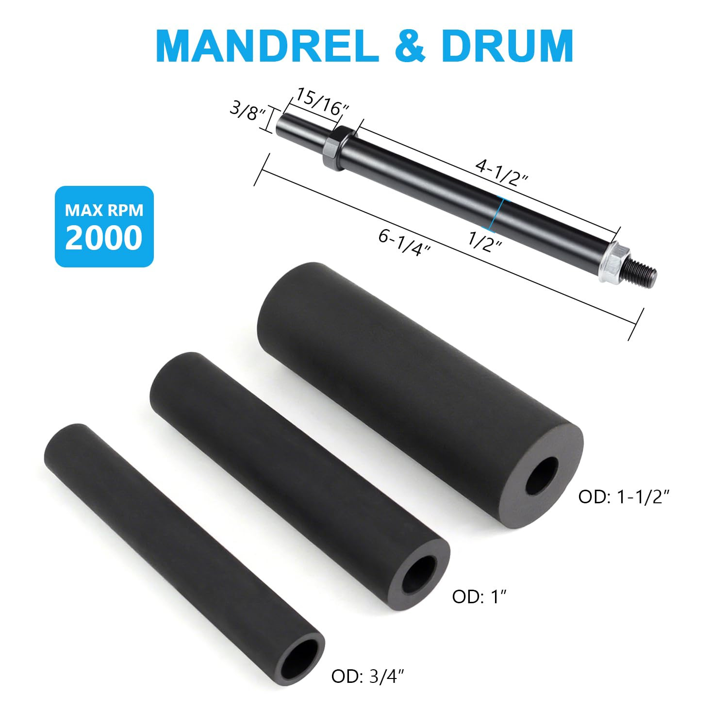 Spindle Sander Adaptor 4-1/2" X 1/2" with Rubber Sanding Drum Kit