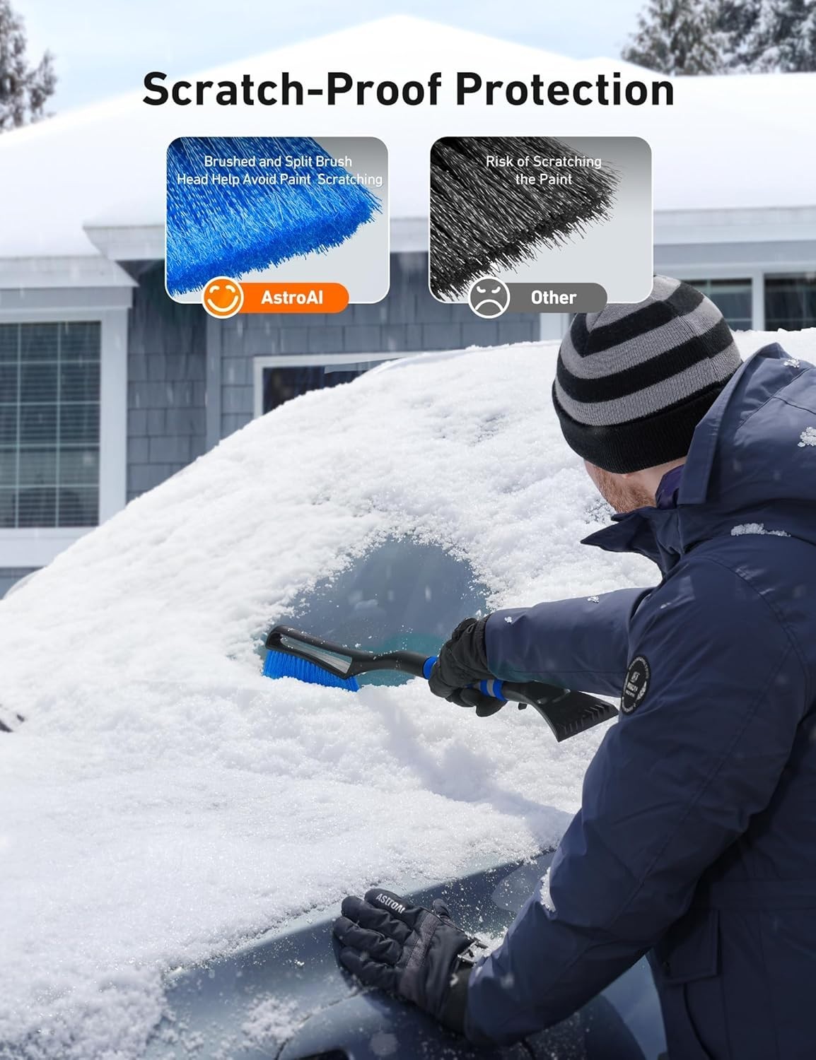 27" Snow Brush and Ice Scraper in Blue