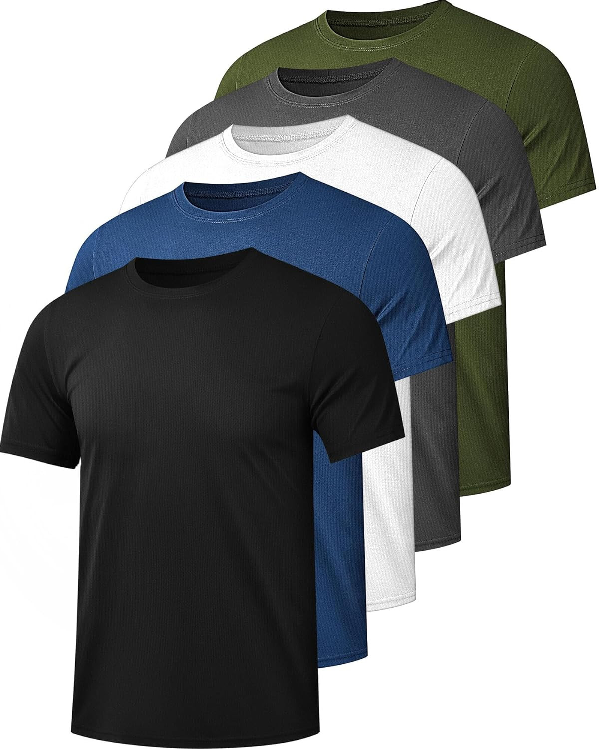 5 Pack Mesh Workout Shirts for Men Dry Fit Gym Shirts Quick Dry Athletic Short S