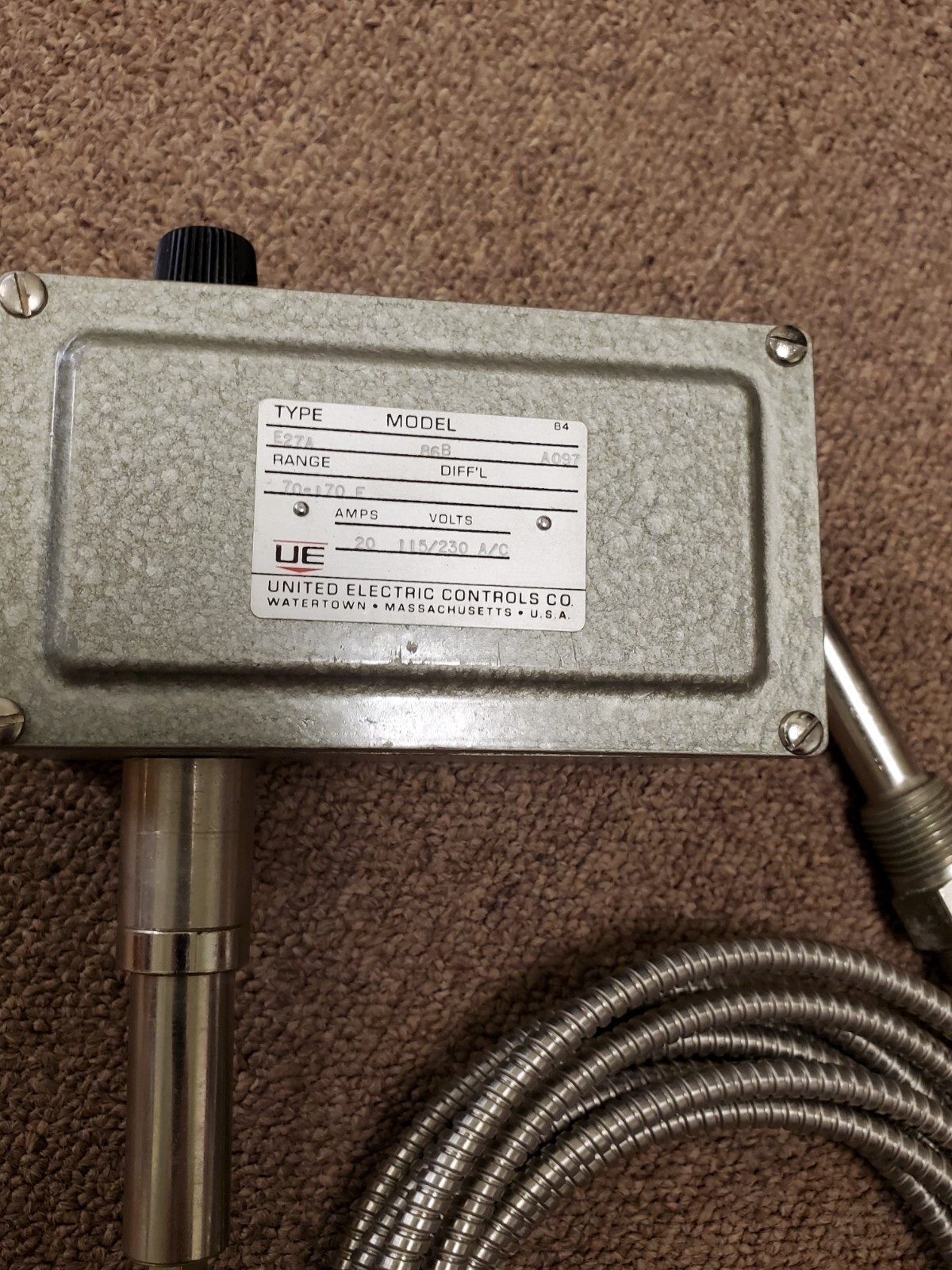 Temperature Control switch United Electric Controls Co., E27A, 20 amps, new