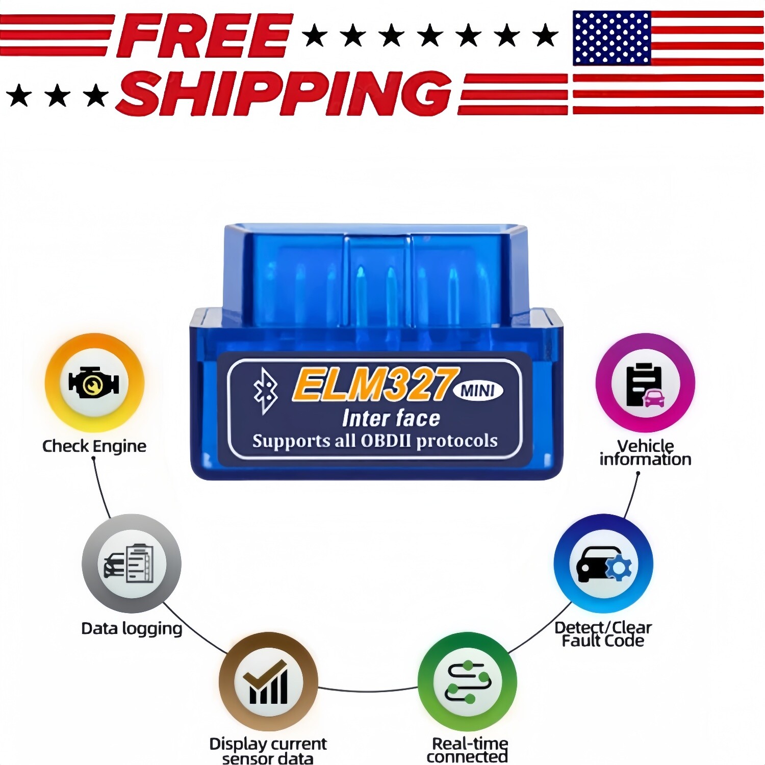 Mini ELM327 V2.1 OBD2 II Bluetooth Car Auto Diagnostic Tool Interface Scanner US