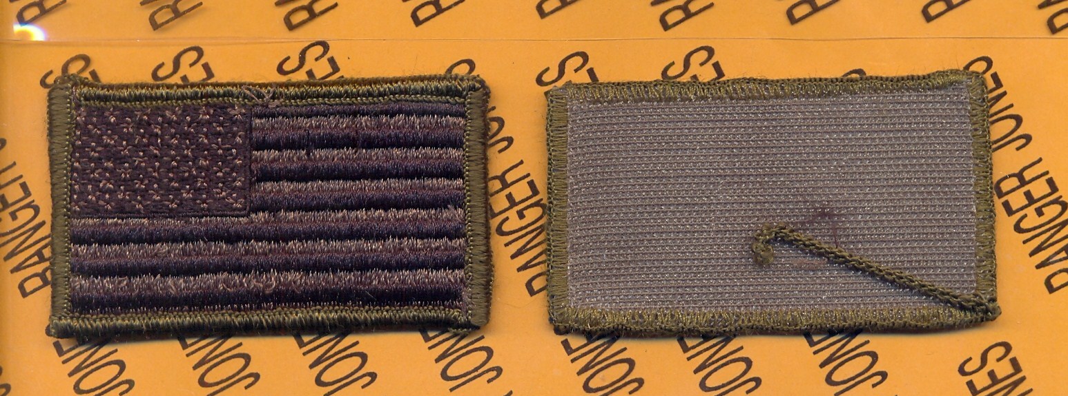 United States of America USA flag OD Green & Black BDU w/ Hook patch 3.25" m/e