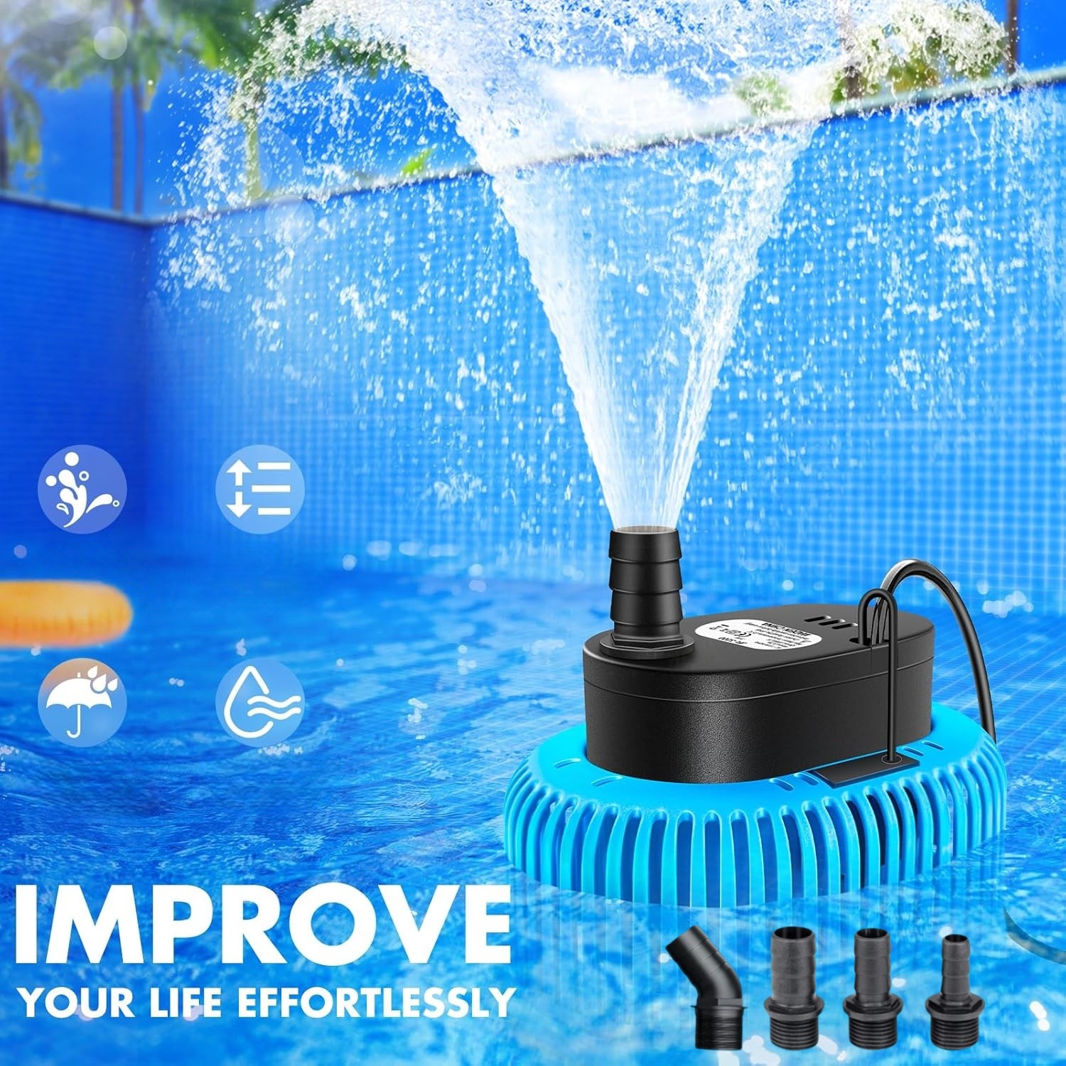 Pool Cover Pump Submersible Swimming 110 V 75W 850 GPH with 25 ft Cord New