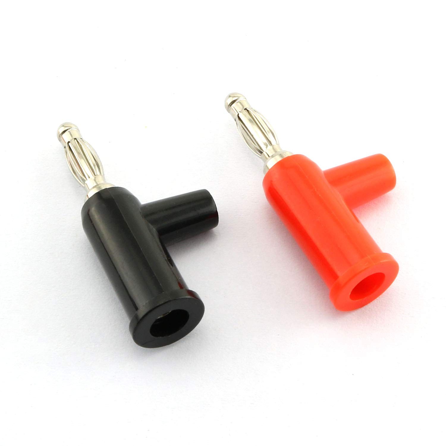 RLECS 8pcs Stackable Solderless Banana Plugs 4MM (4pcs Red + 4pcs Black)