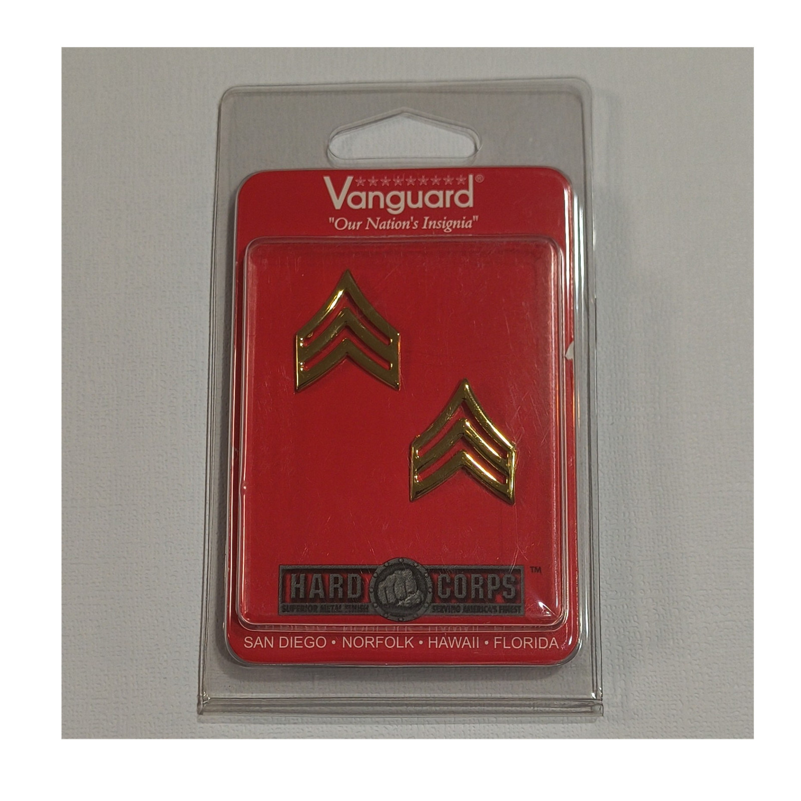 Vanguard Hard Corps USMC A CHEV 22K SGT Rank Insignia Pins Set