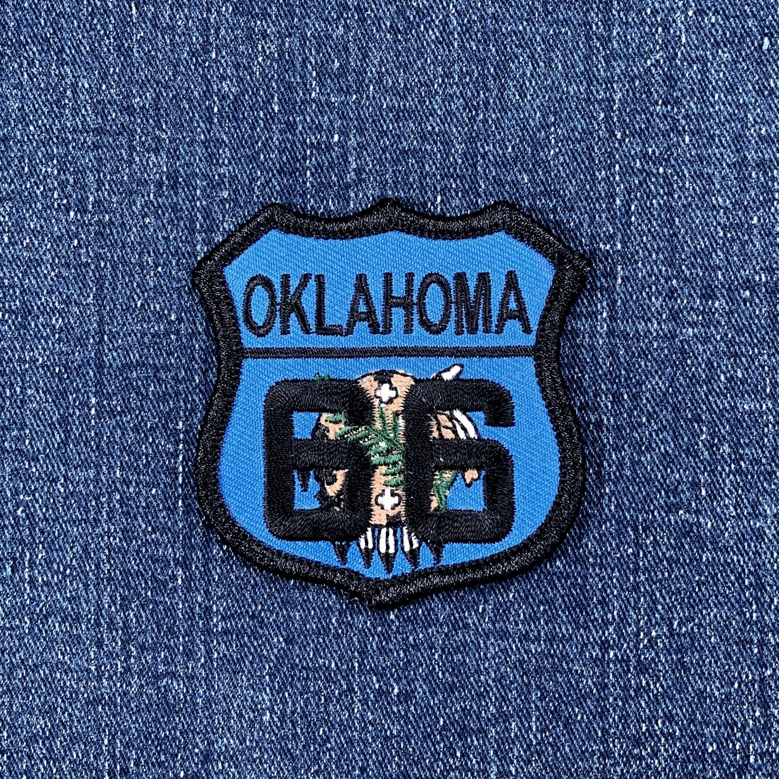 Oklahoma Flag Patch - Embroidered Route 66 Sign Badge 2.5" (Iron On)