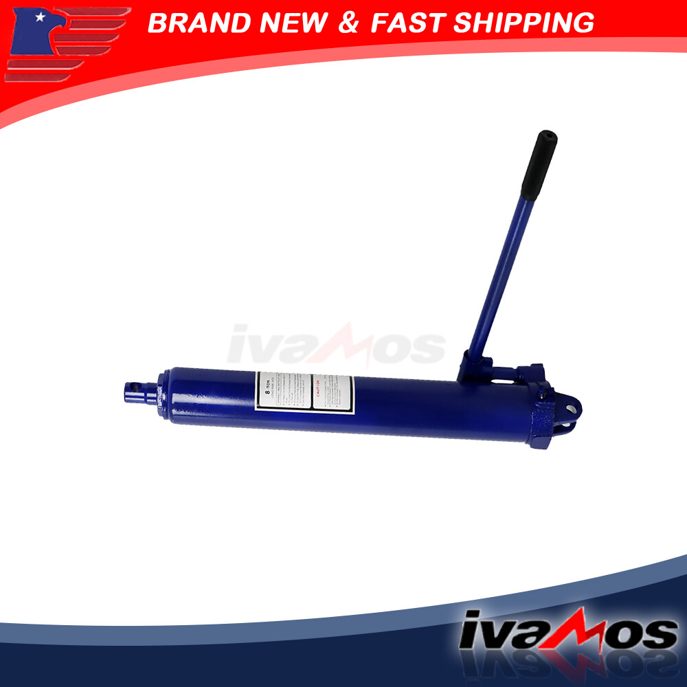 8 Ton Hydraulic Long For Ram Jack Lift Jacking Shop Crane Engine Hoist Lifting