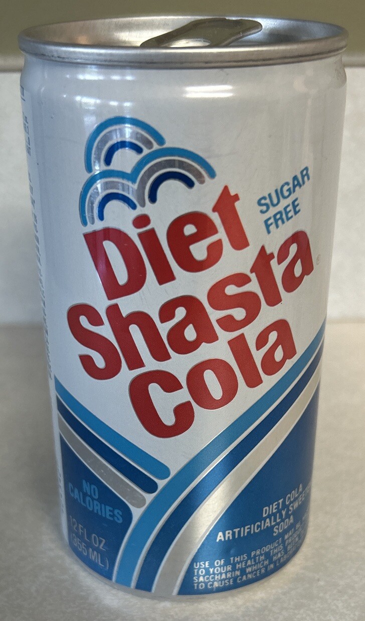 Vintage Diet Sugar Free Shasta Cola 12 Oz. 355ml. Aluminum Soda Can