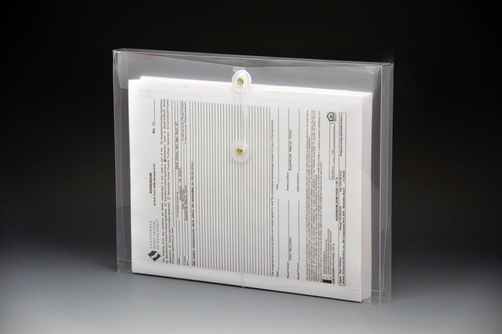 6 Pack String-A-Long Clear Poly Envelopes with Gusset Letter Size Side Load