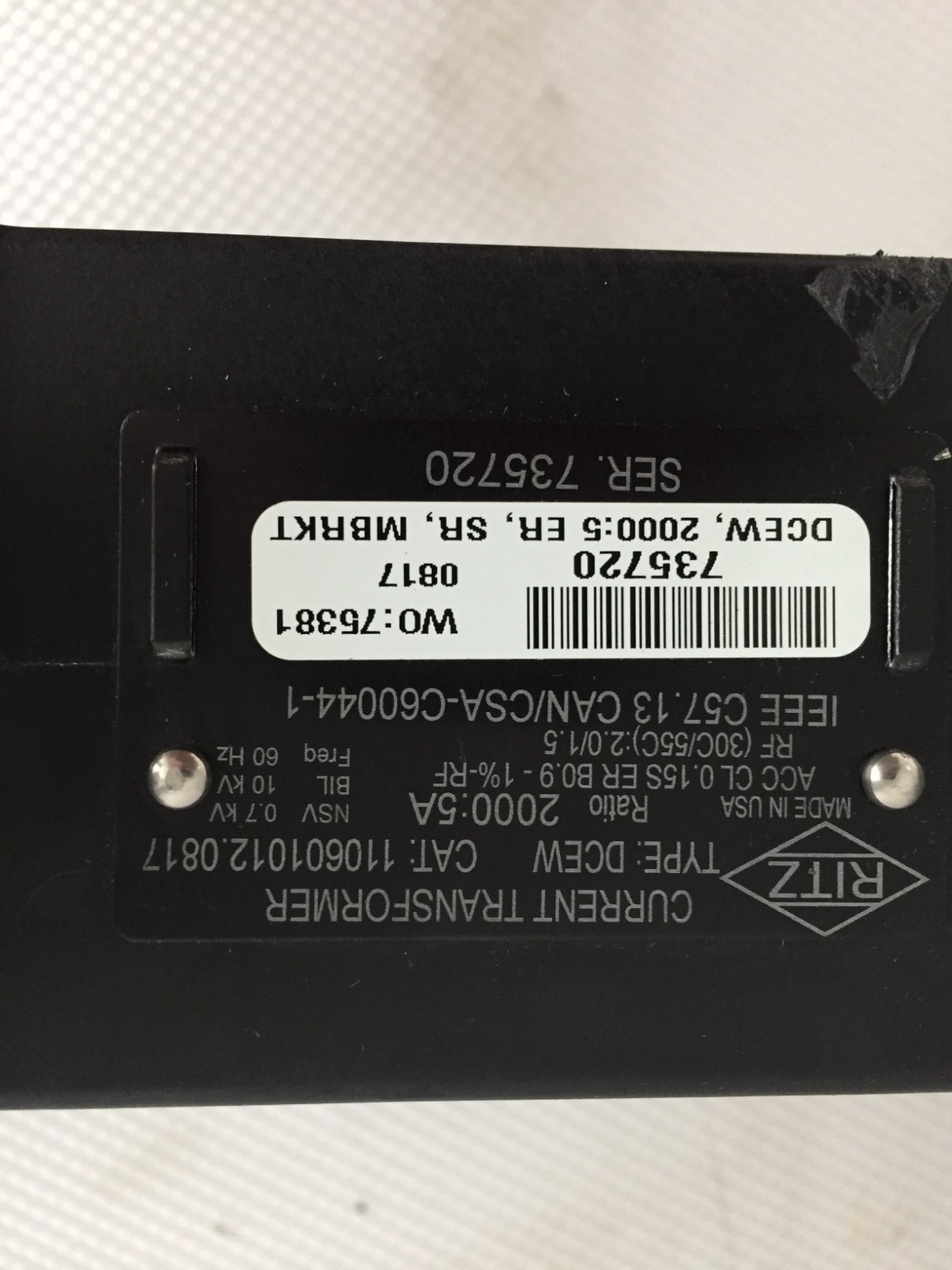 RITZ 110601012.0817 CURRENT TRANSFORMER TYPE DCEW...56