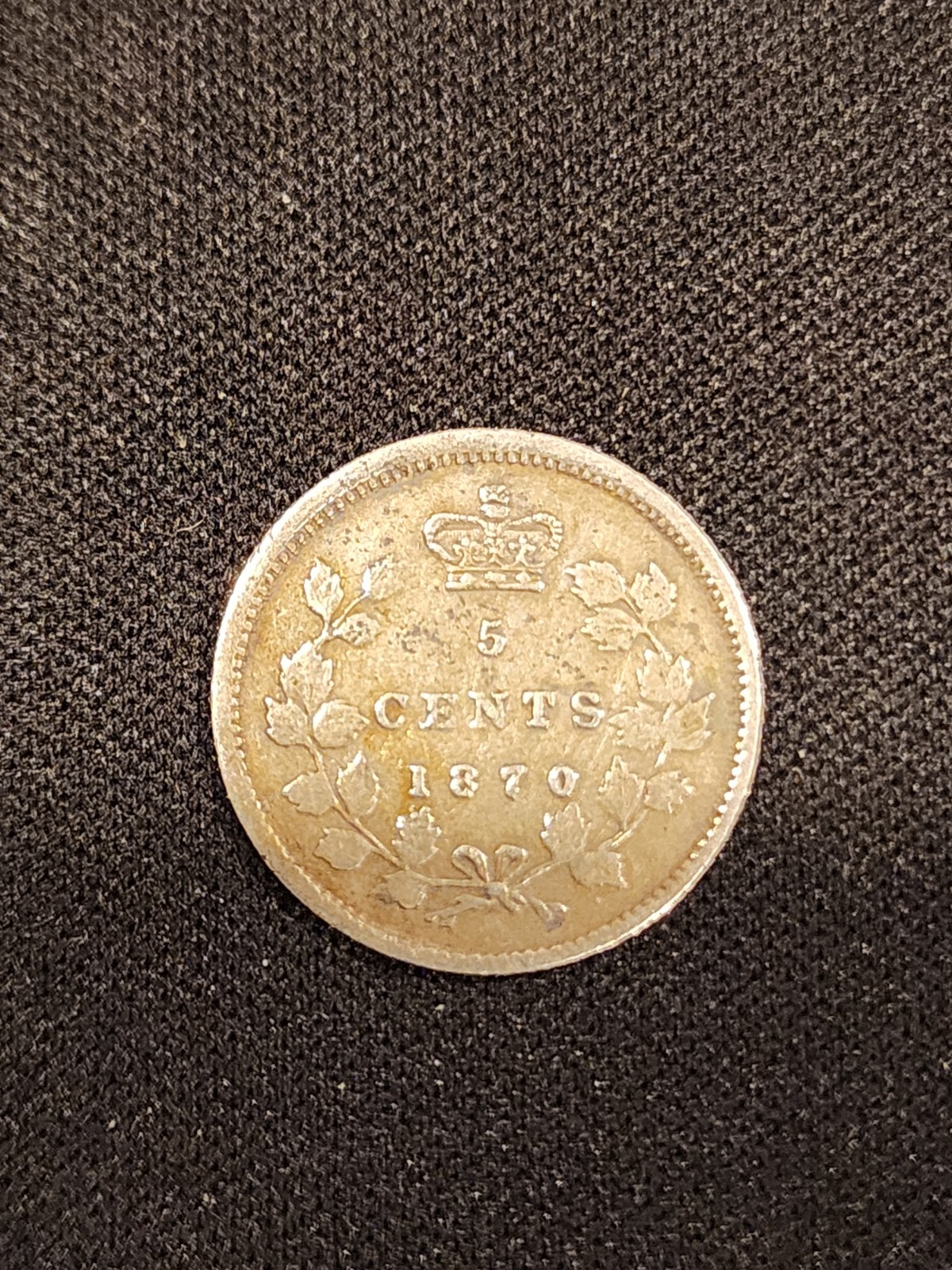 1870 Canada 5 Cents - Raised Border Silver Coin