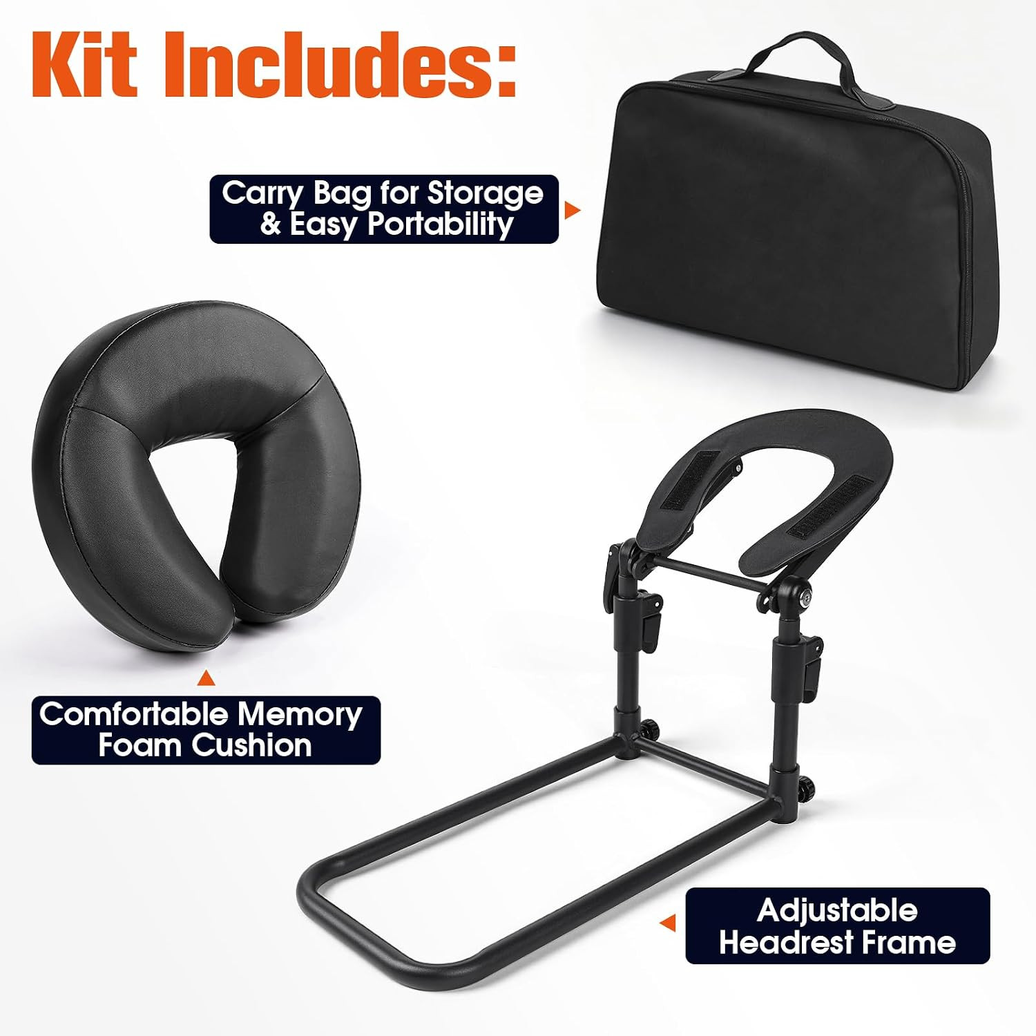 Adjustable Foldable Massage Headrest for Bed with Storage Bag - Home SPA Essenti