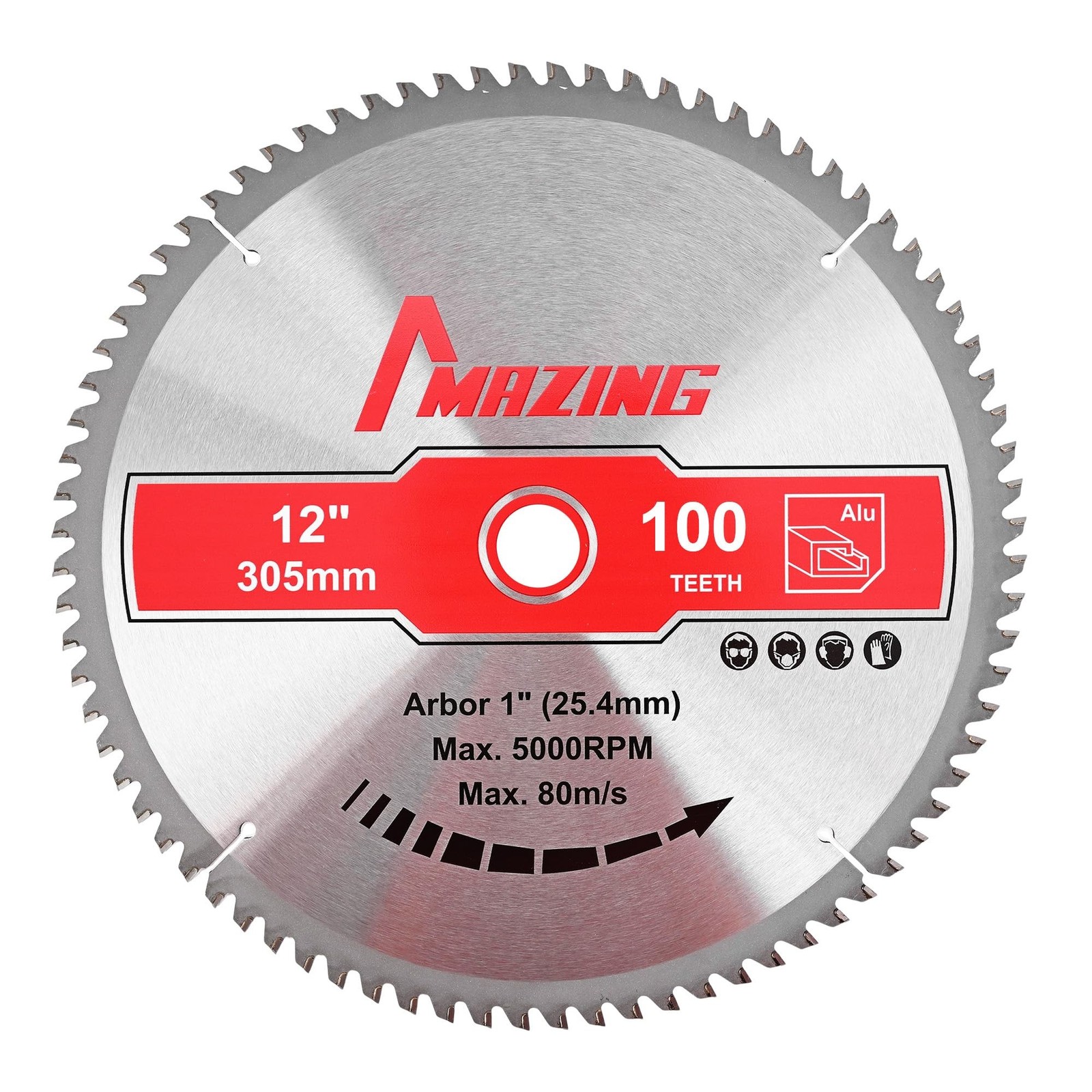 MAZING 12 Inch 100T Circular Saw Blades, Aluminum Cutting TCT Miter Saws Blad...