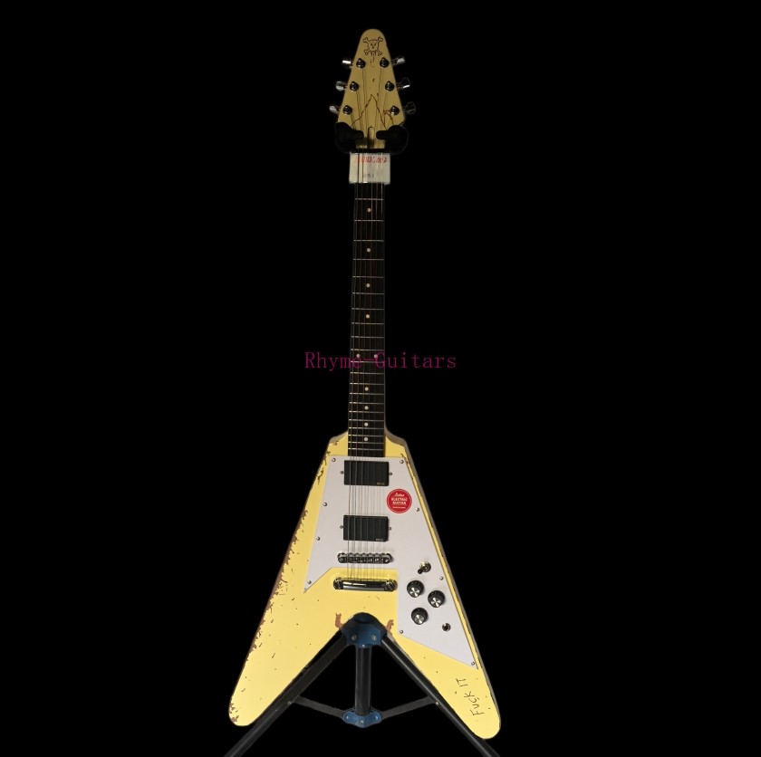 Electric Guitar Mahogany Body Cream Yellow Vintage Aged  In Stock Fast Delivery