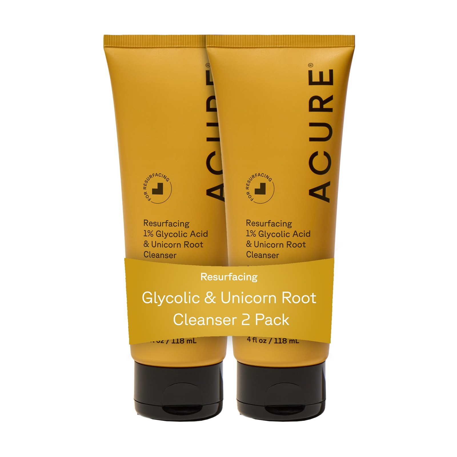 Acure Resurfacing 1% Glycolic Acid & Unicorn Root Cleanser - Exfoliating Face Wa