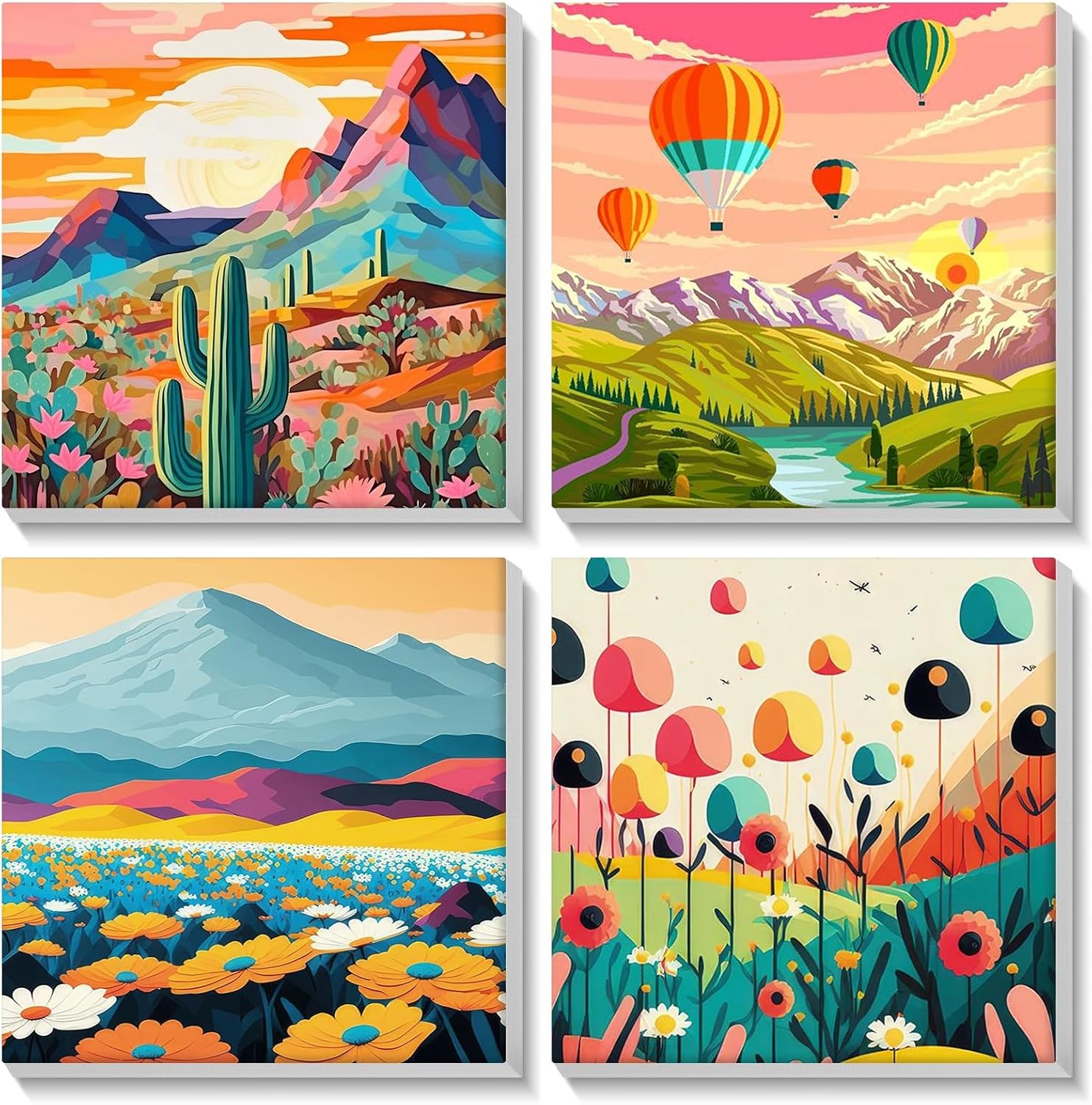 4 Pack Paint by Numbers for Kids Adults,Landscape Paint by Number Kits for Kids,