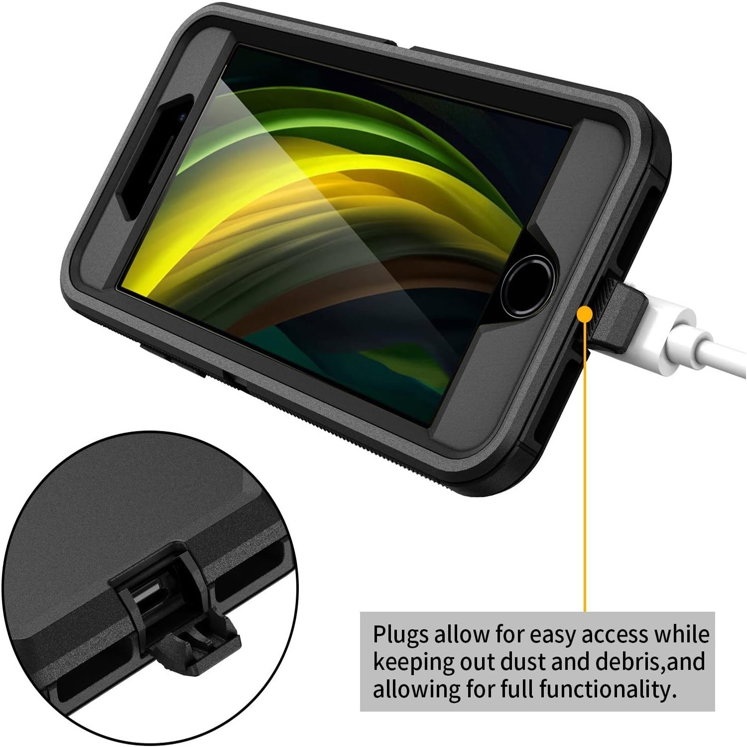 For iPhone SE 2020/8/7 Plus Case Shockproof Cover Fit Otterbox +Screen Protector