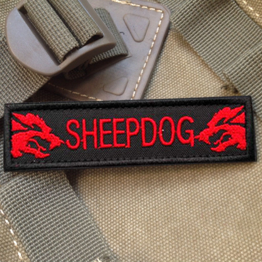 2PCS SHEEPDOG TAB K-9 EMBROIDERY ARMY MILITRAY HOOK LOOP PATCH BADGE RED DARK