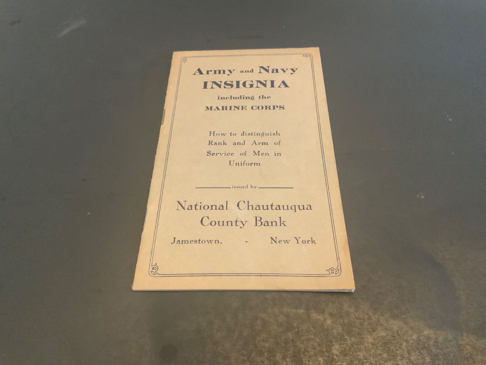 Jamestown,N.Y.~National Chautauqua County Bank-Army,Navy & Marine Insignia Book