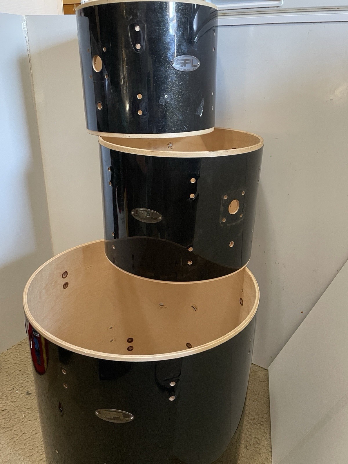 SPL Drum Kit/Set Shell Pack, Black Sparkle Shells Only